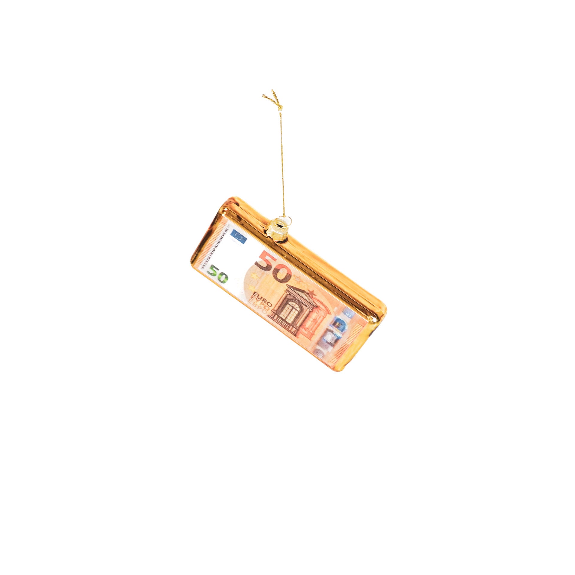 Kerstversiering - Kersthanger - 50 euro Biljet - Glas - 11,5x2x6,5cm