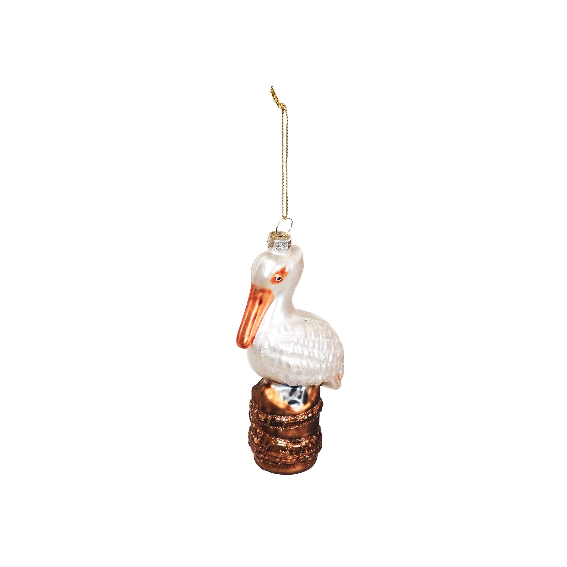 Kersthanger - Pelikaan - Glas - Wit - 6,5x4x12,5cm