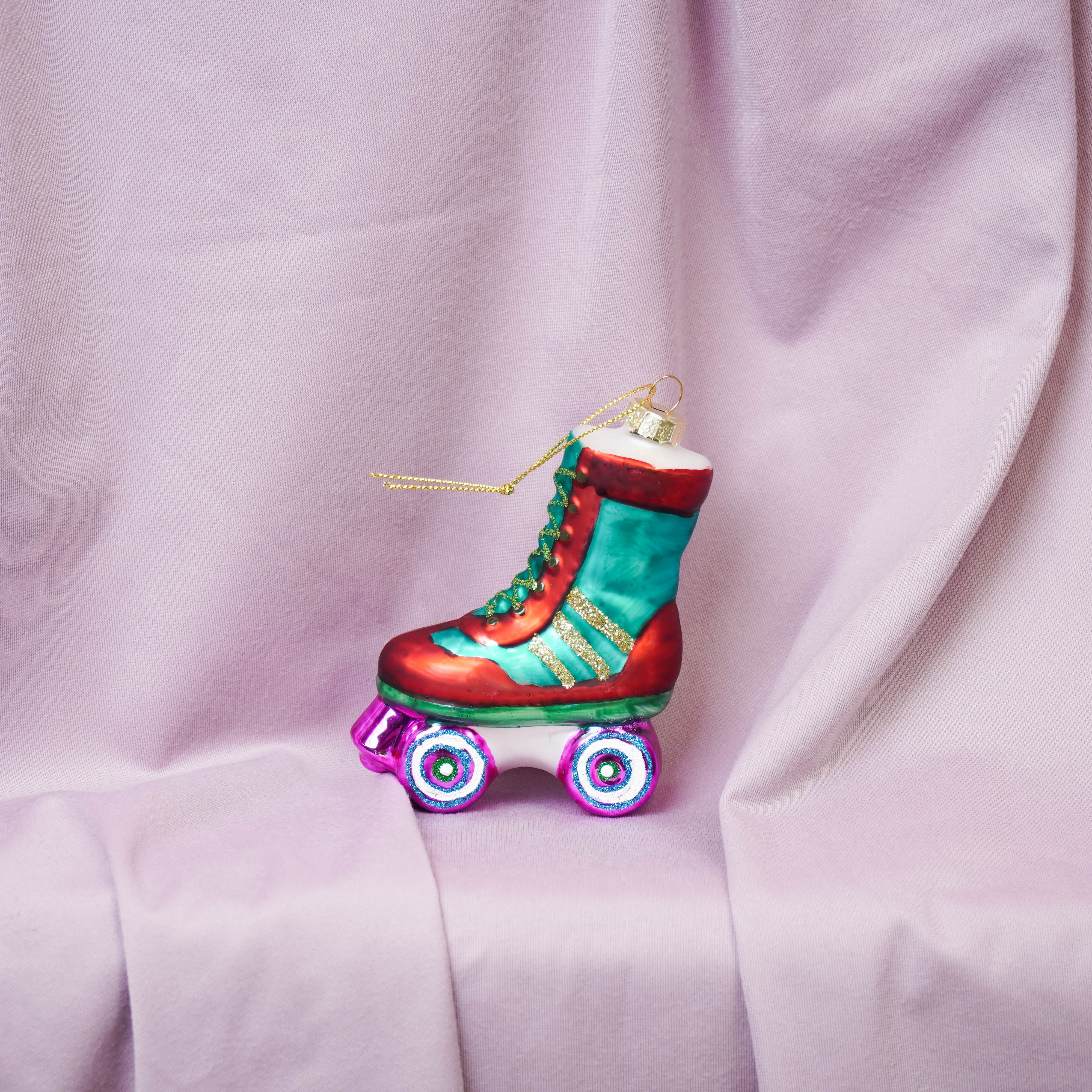 Kerstversiering - Kersthanger - Rolschaatsen - Glas - Meerkleurig - 8,5x3,5x11cm