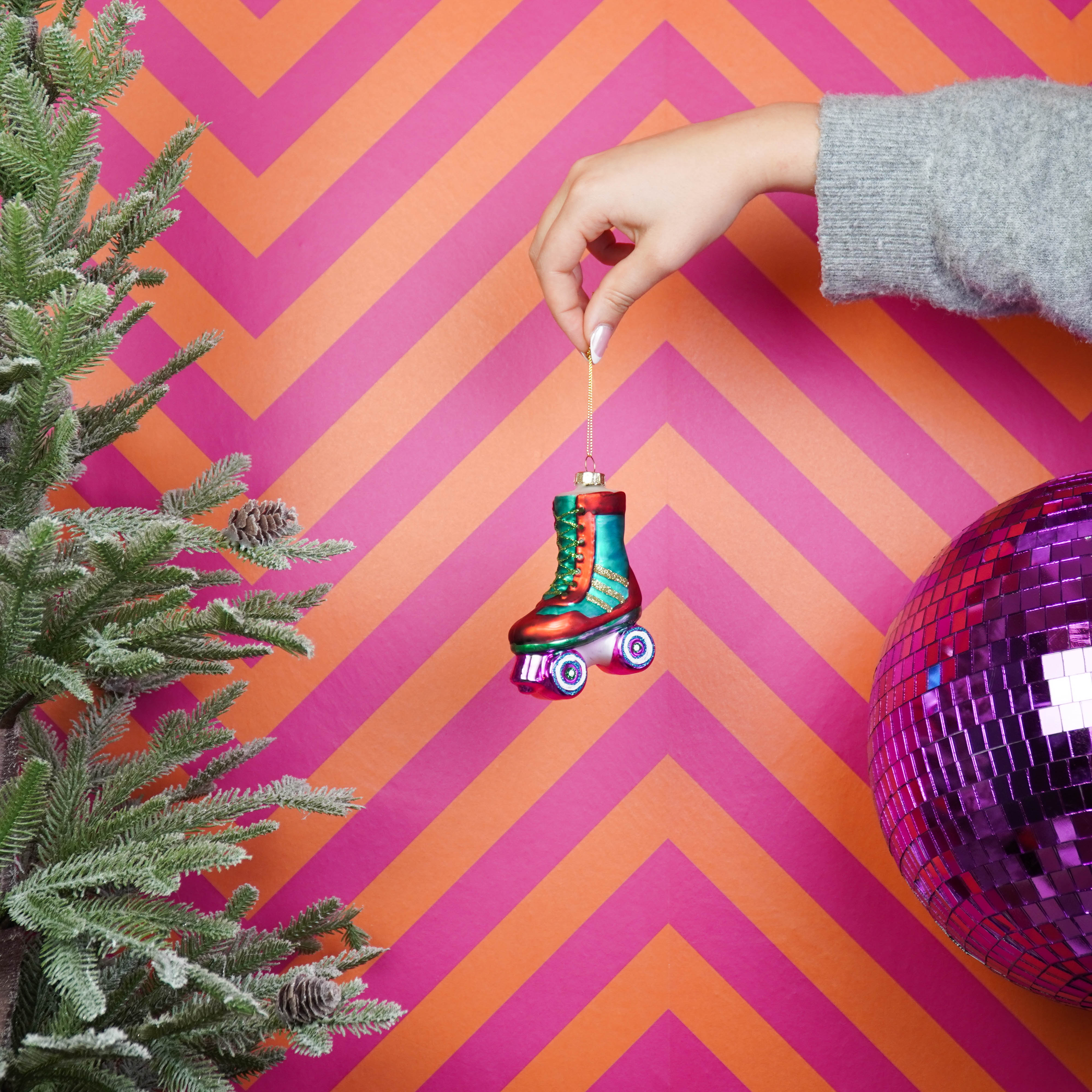 Kerstversiering - Kersthanger - Rolschaatsen - Glas - Meerkleurig - 8,5x3,5x11cm