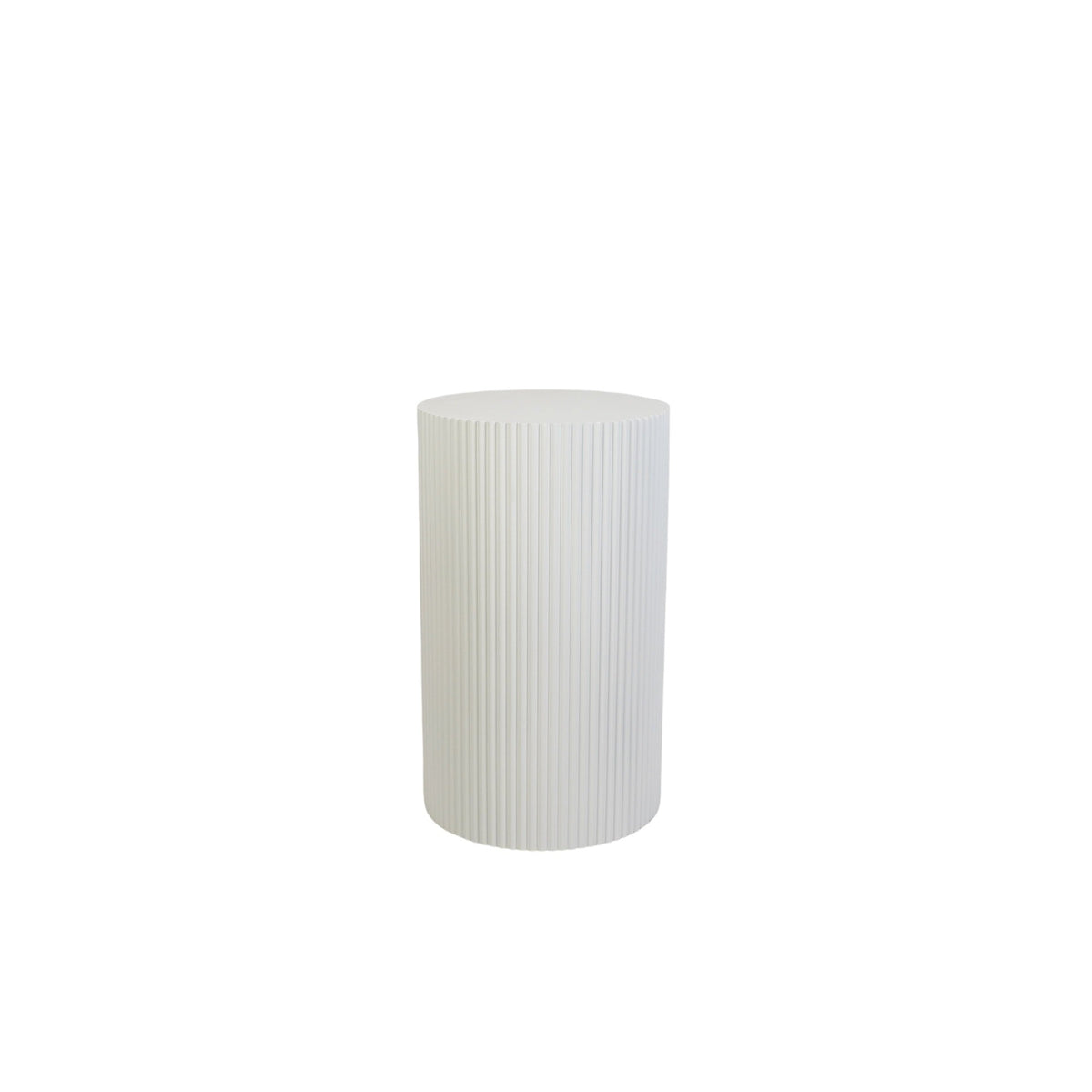 Bijzettafel Rond – Geribbelde Cilinder – MDF – Wit – 30x54cm