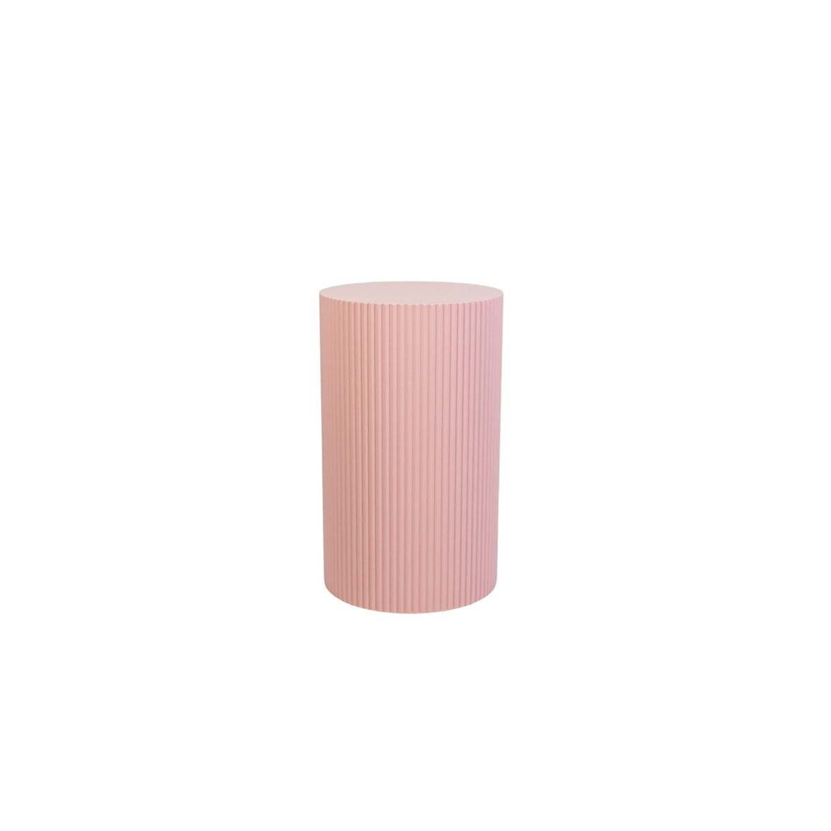 Bijzettafel Rond – Geribbelde Cilinder – MDF – Licht Roze – 30x54cm