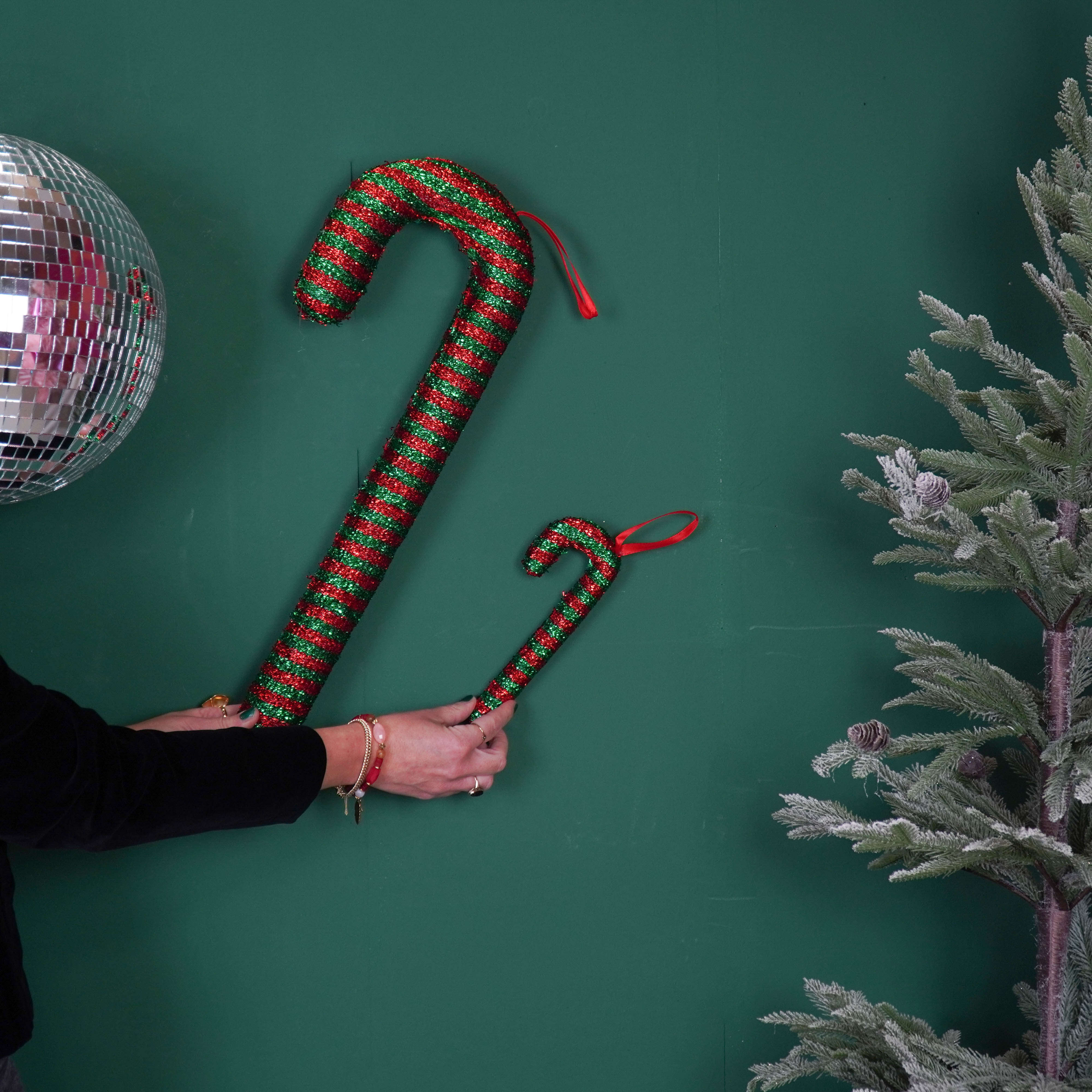 Kerstversiering - Zuurstok - Groen/ Rood - Foam - 21 cm