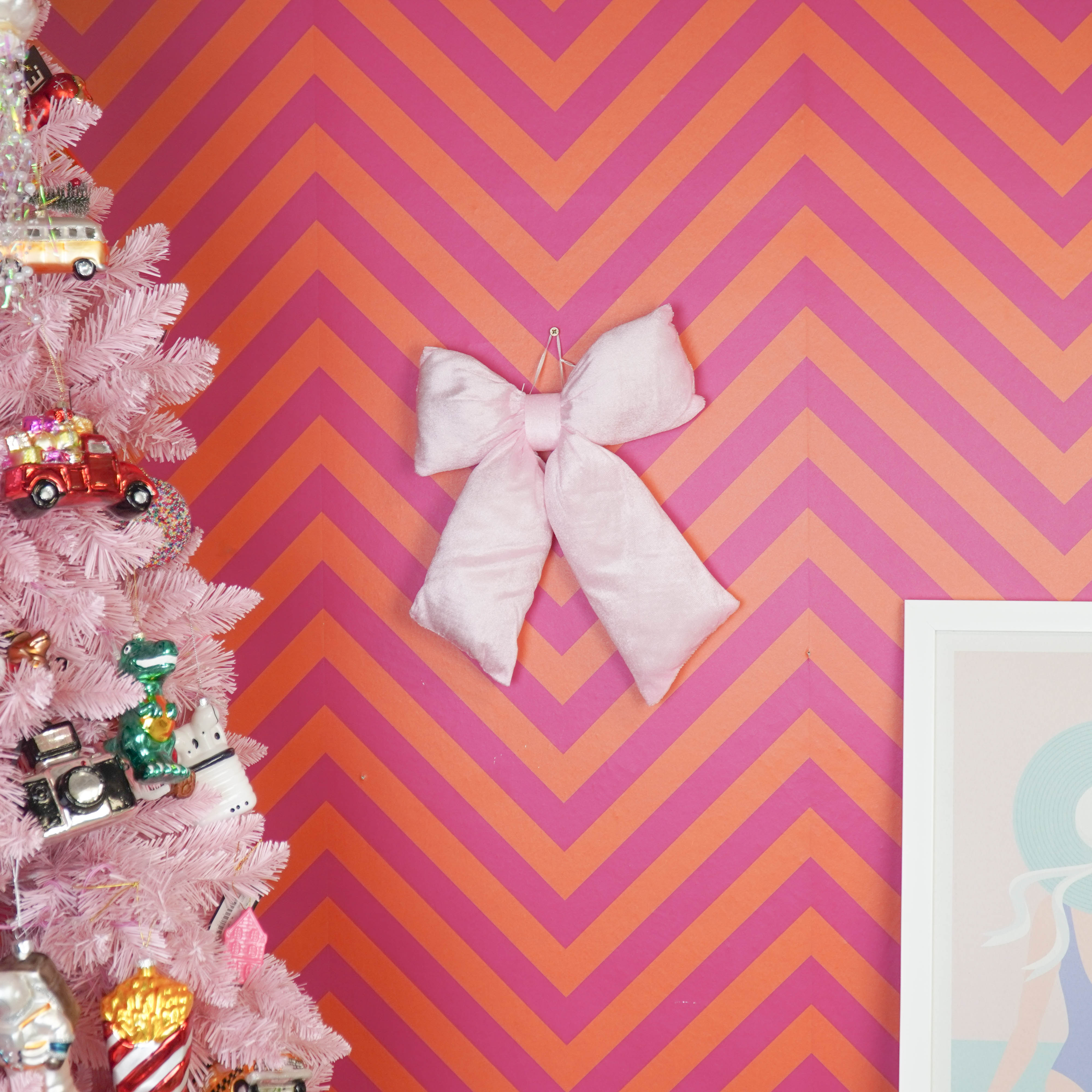 Kerst Decoratie - Strik - Licht Roze - Fluweelachtig - 32x40cm