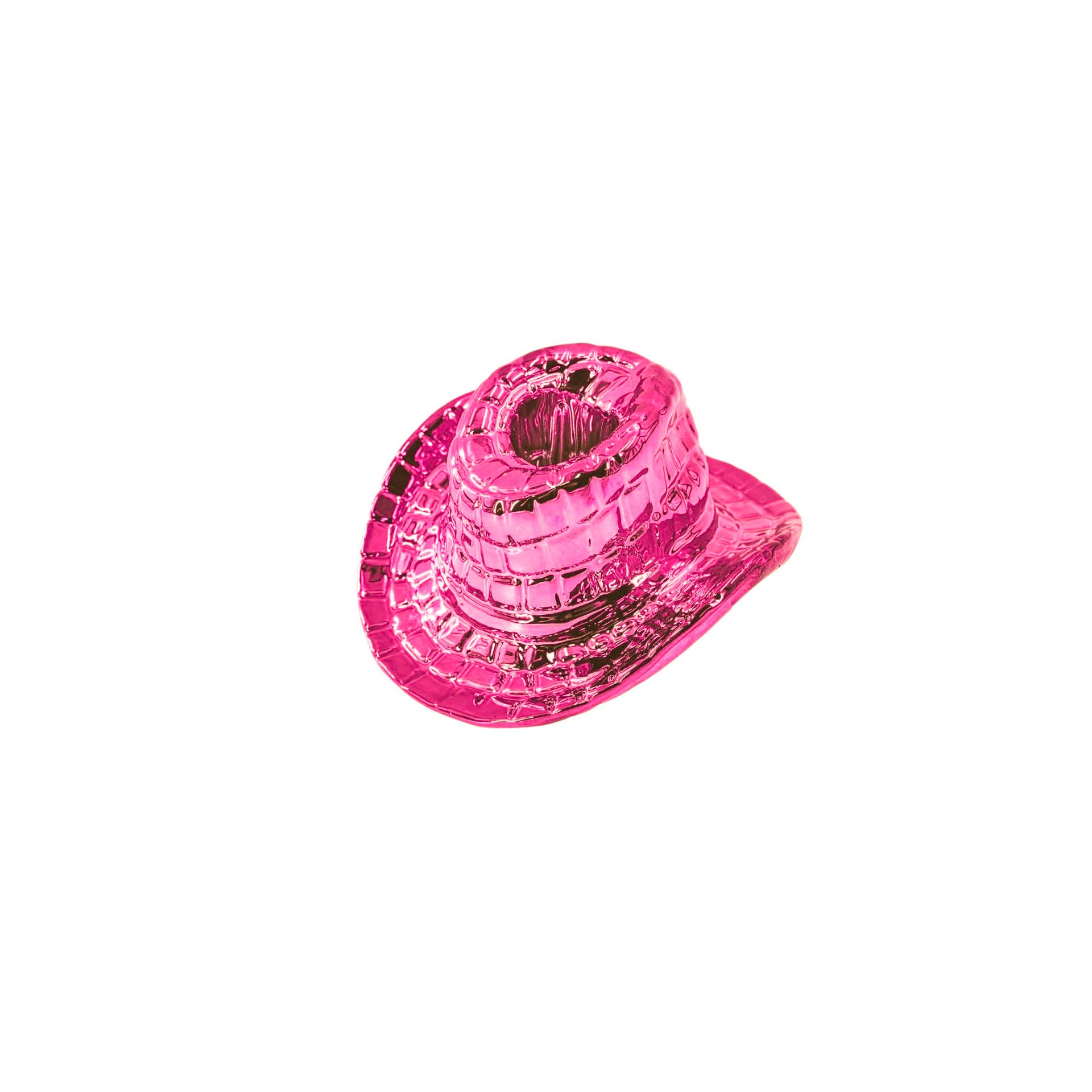 Kandelaar- Cowboyhoed Kaarshouder-Keramiek- Roze- 13,5x11x7 cm