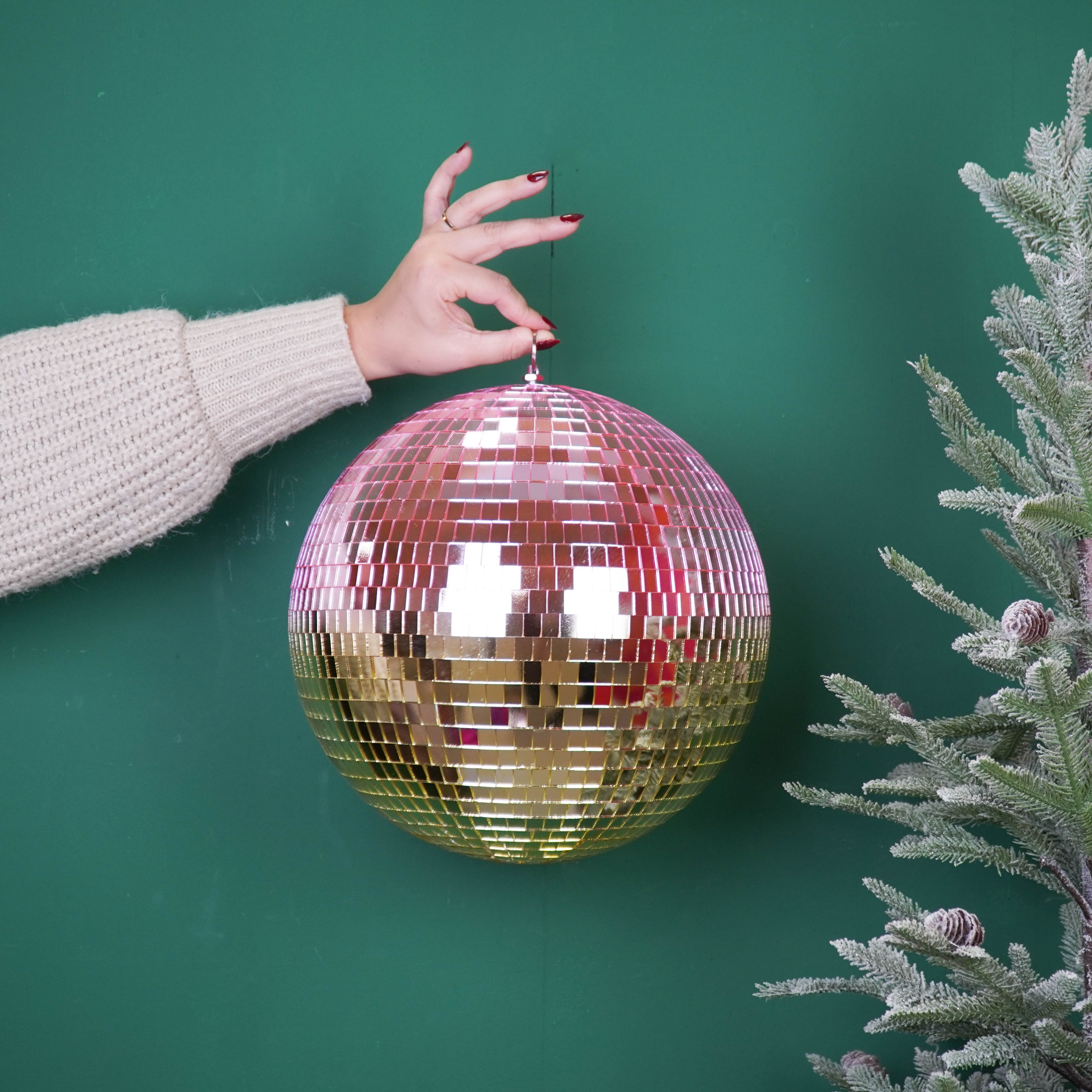 Kerstversiering - Kersthanger - Discobal - Foam - Roze/Goud - 30x30x30cm