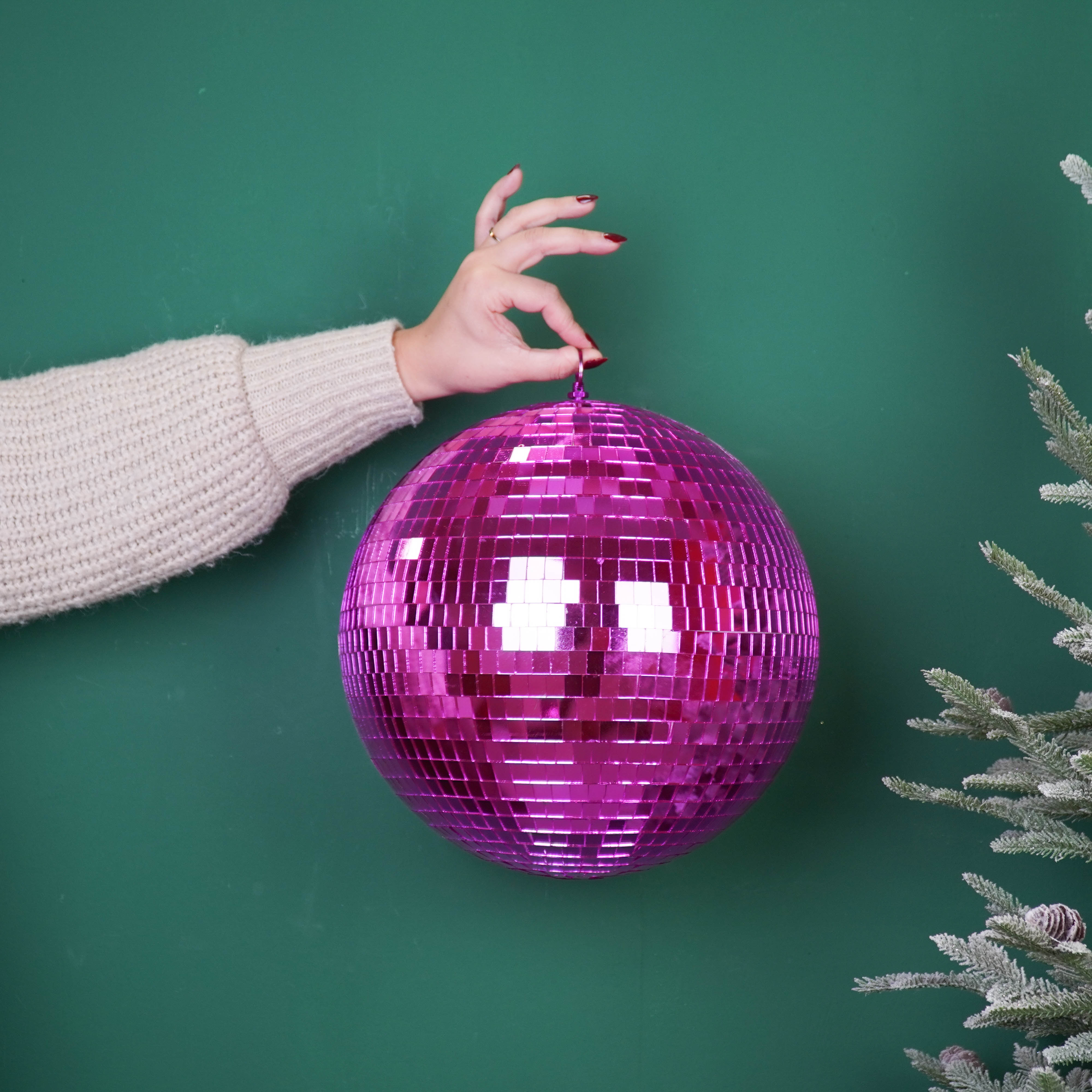 Kerstversiering - Kersthanger - Discobal - Foam - Roze - 30x30x30cm