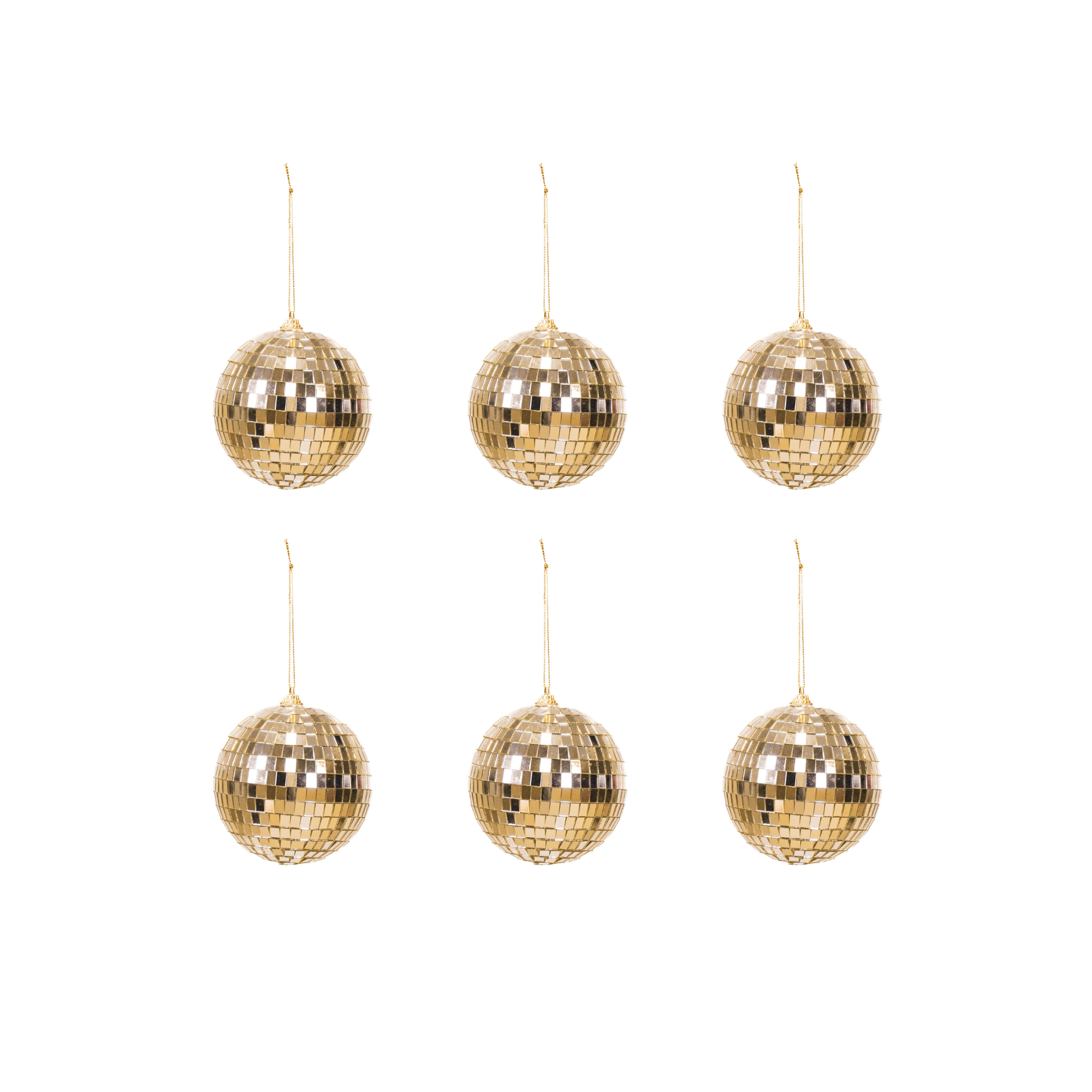 Kerstversiering - Kersthanger - Discobal - Foam - Set van 6 - Goud - 6x6x6cm