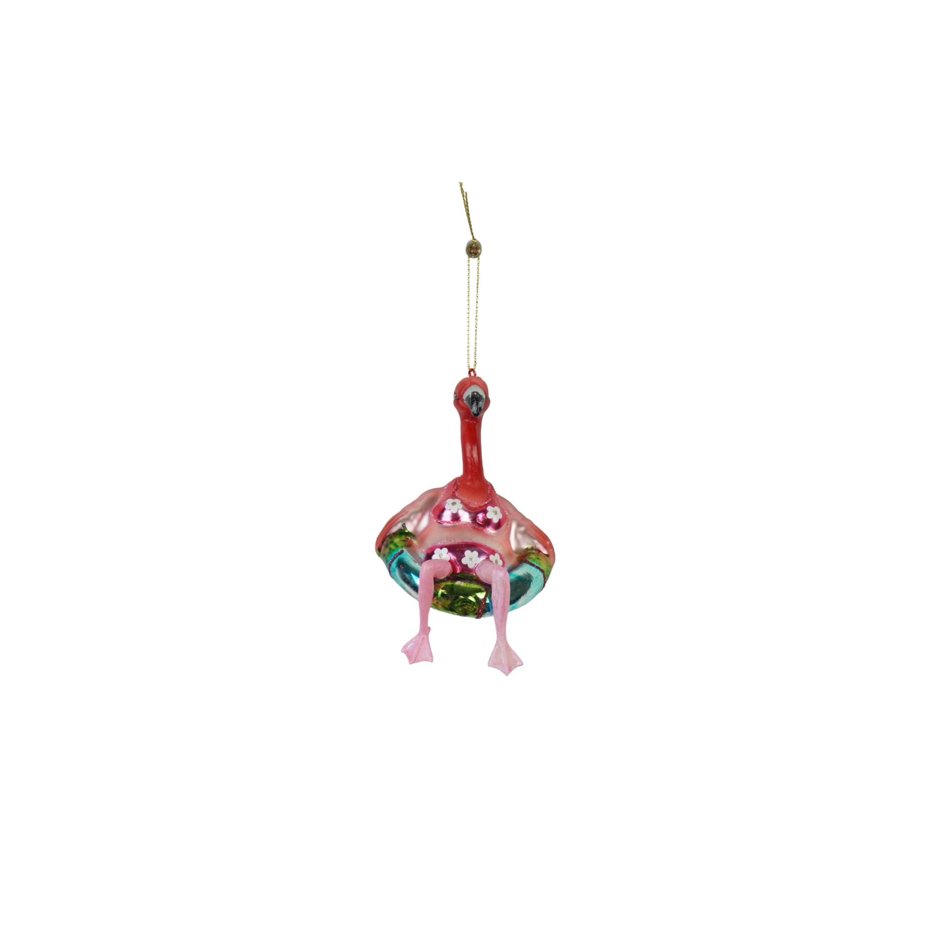 Kerstversiering - Kersthanger - Flamingo in bikini - Roze - Glas - 7,5x7,5x11,5cm