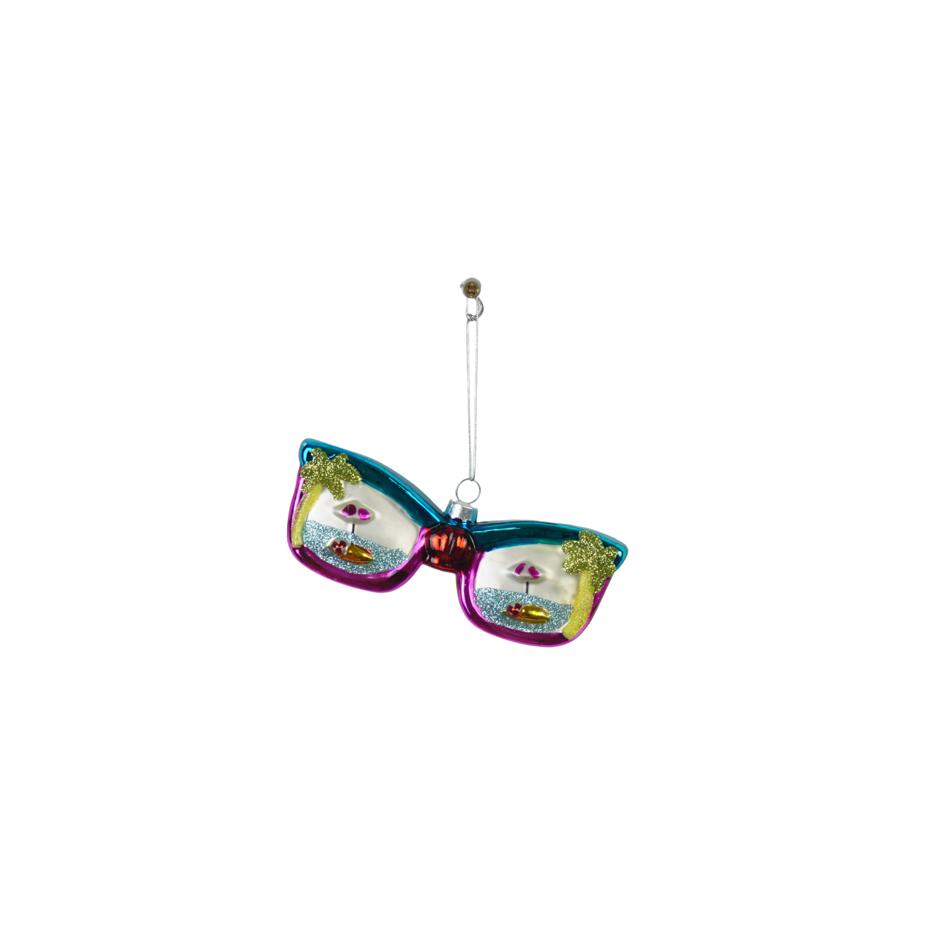 Kerstversiering - Kersthanger - Discobal Zonnebril - Multi kleur - Glas - 13,5x2x4cm