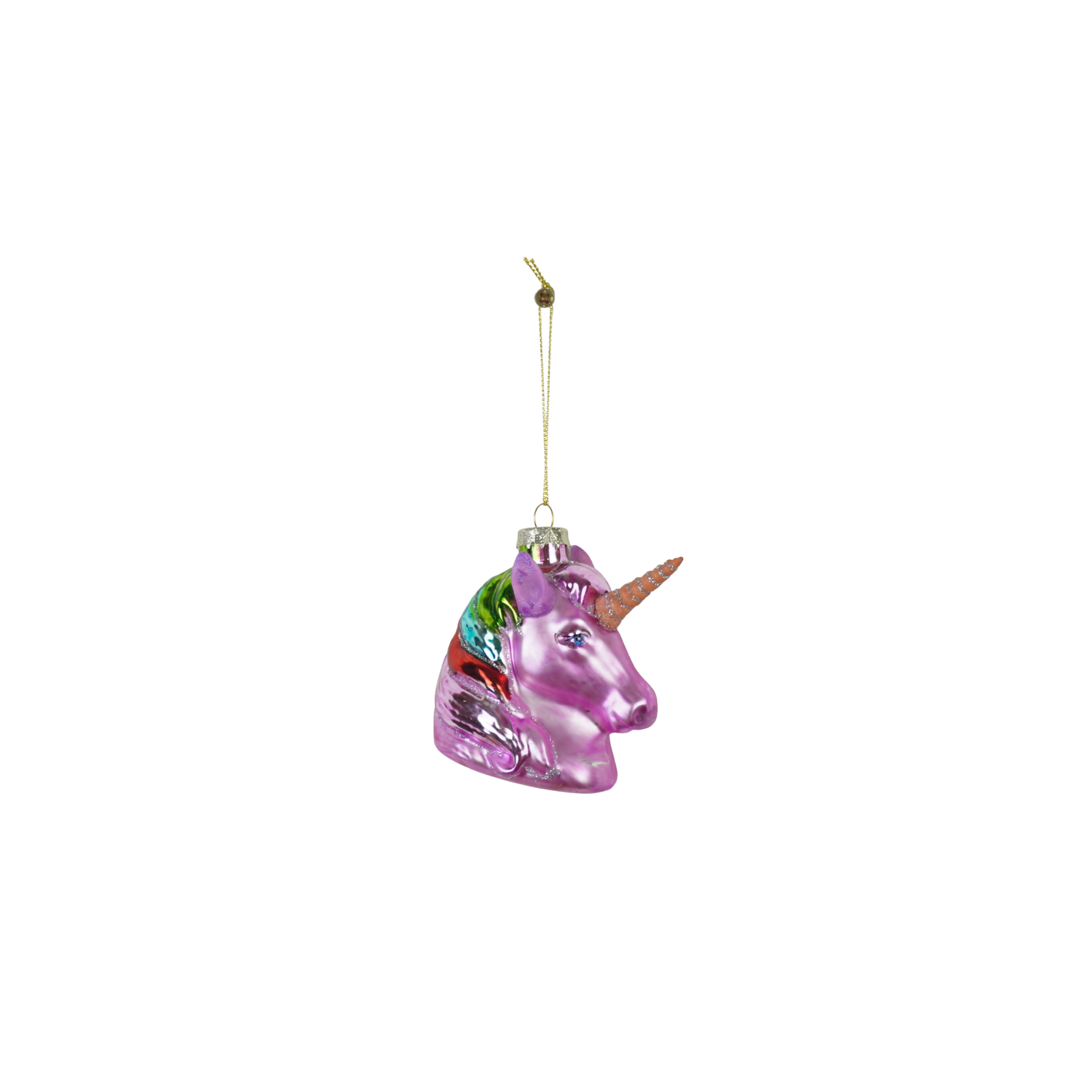 Kerstversiering - Kersthanger - Roze Eenhoorn - Glas - 5x8x8,5cm