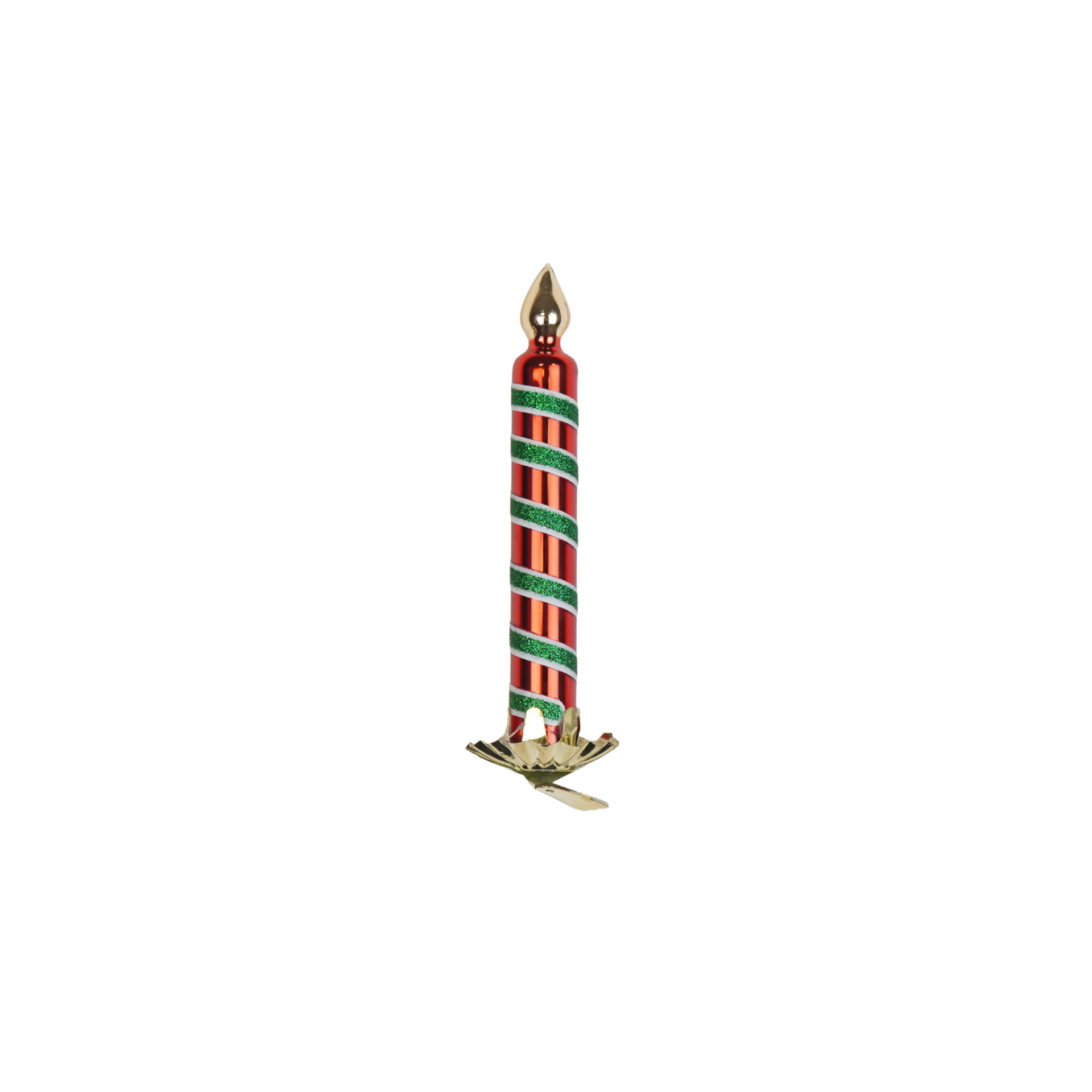 Kerstversiering - Kersthanger - Kaars Knijper - Glas - Rood/ Groen - 2x2x13cm