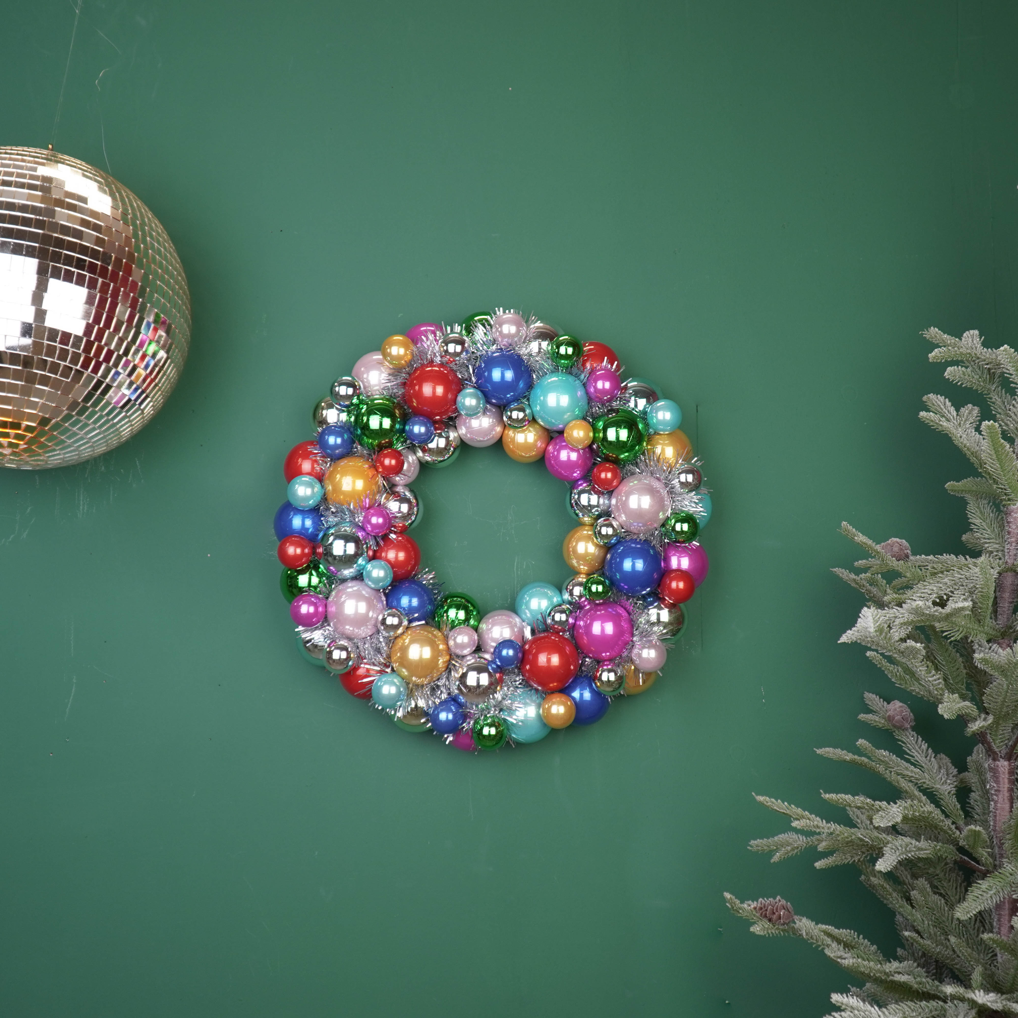 Kerstversiering - Kerst Krans Kerstballen - Kunststof - Multicolour - 34x10 cm