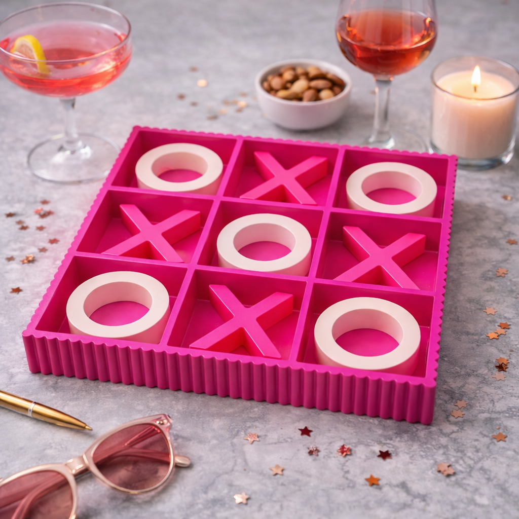 Decoratie Spel - Boter Kaas en Eieren - Fluor Roze - 33x33x5cm