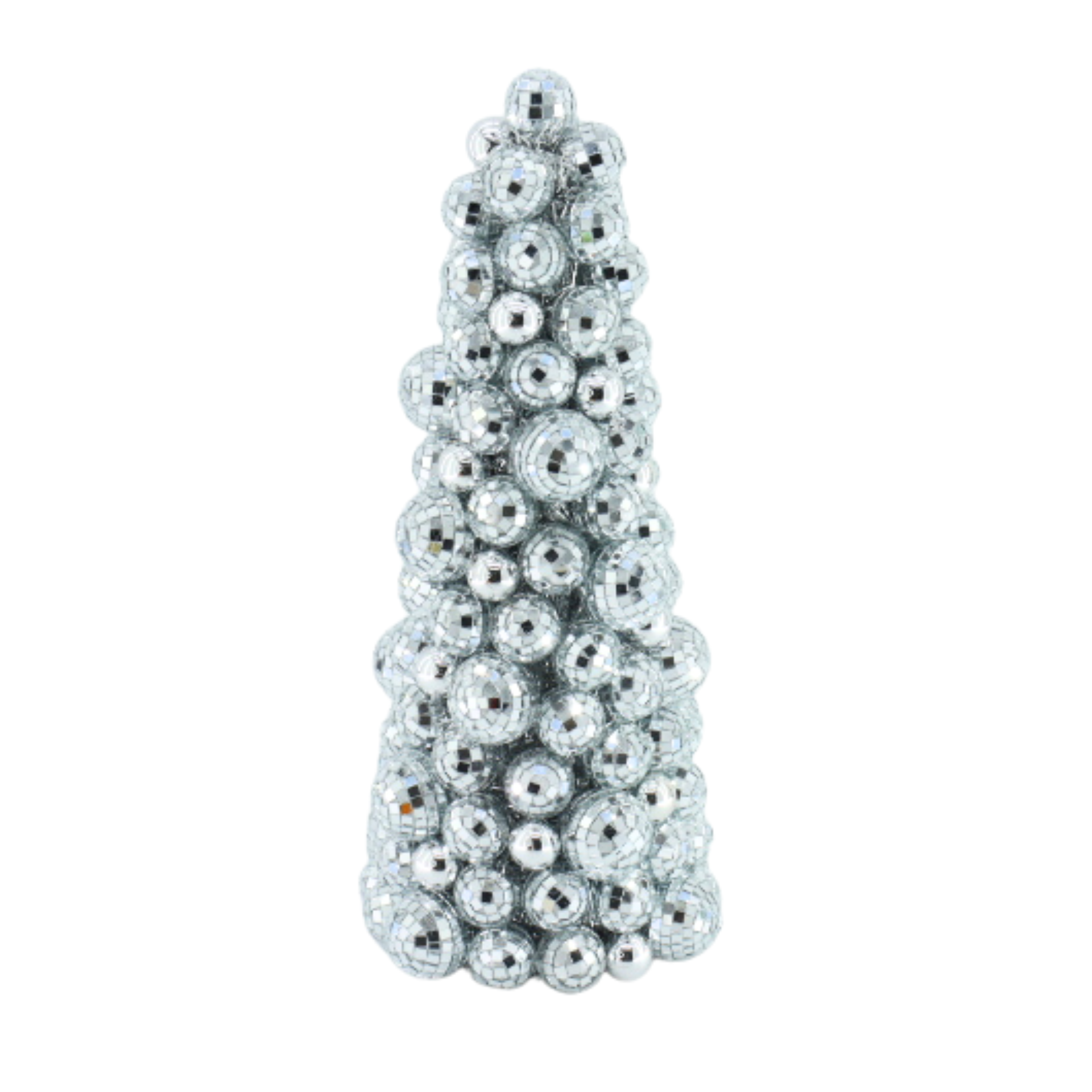 Kerst Decoratie - Discobalballen Kerstboom - Kunststof - Zilver - 20x19x42 cm