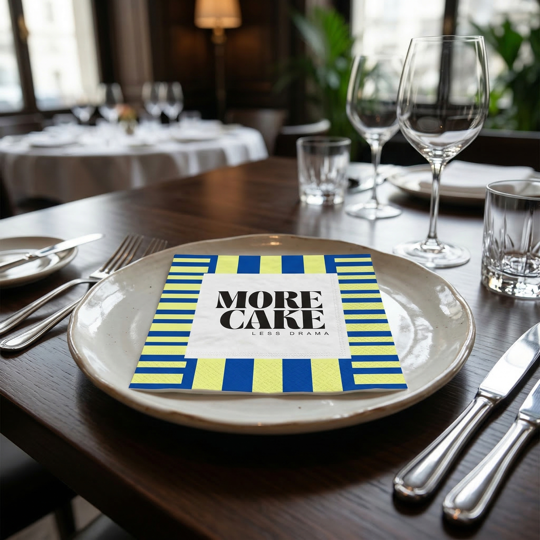 Papieren Servetten - "More Cake" - Blauw/Groen - 3-Laags - FSC - 33x33 cm - 20 Stuks