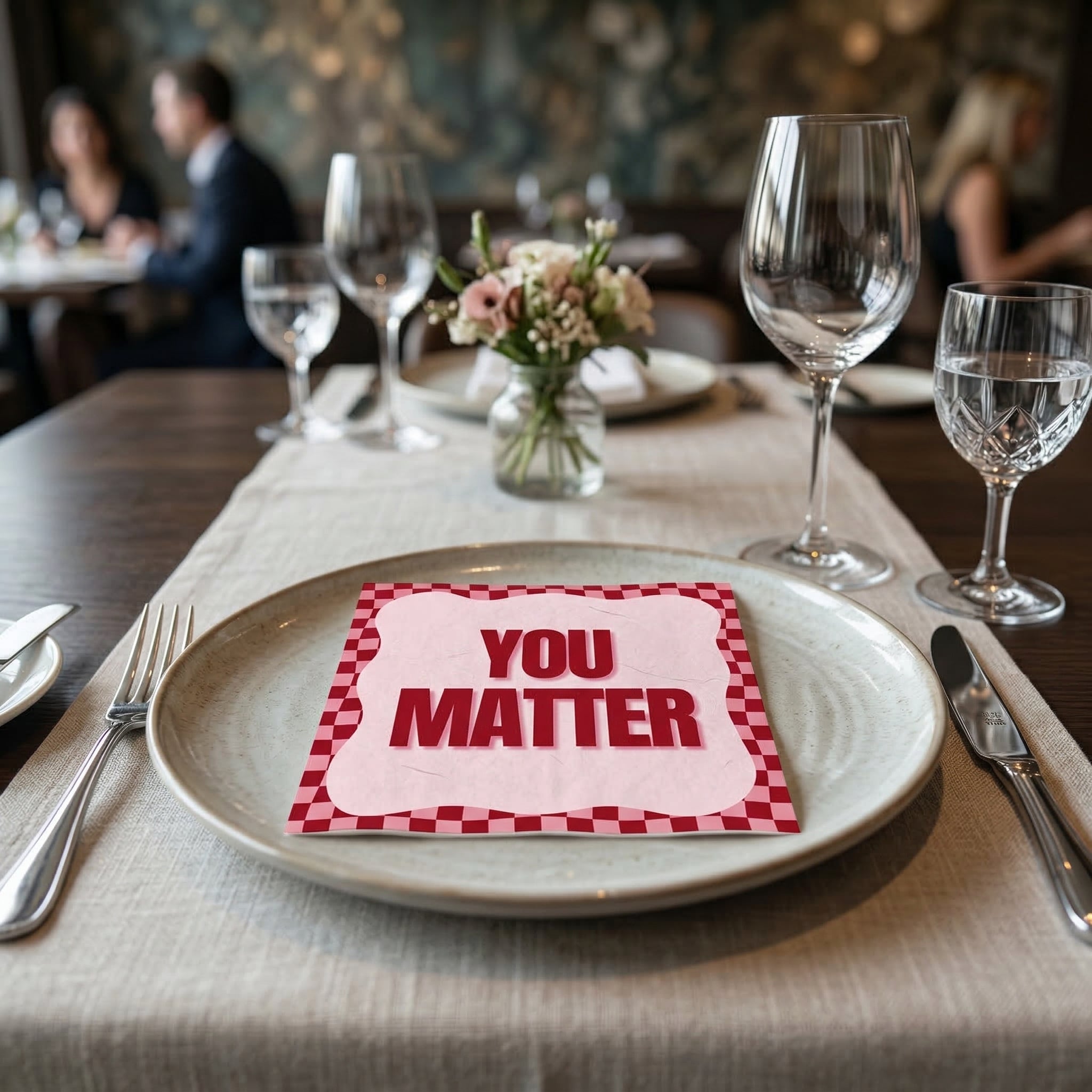 Papieren Servetten - "You Matter" - Roze/Rood - 3-Laags - FSC - 33x33 cm - 20 Stuks