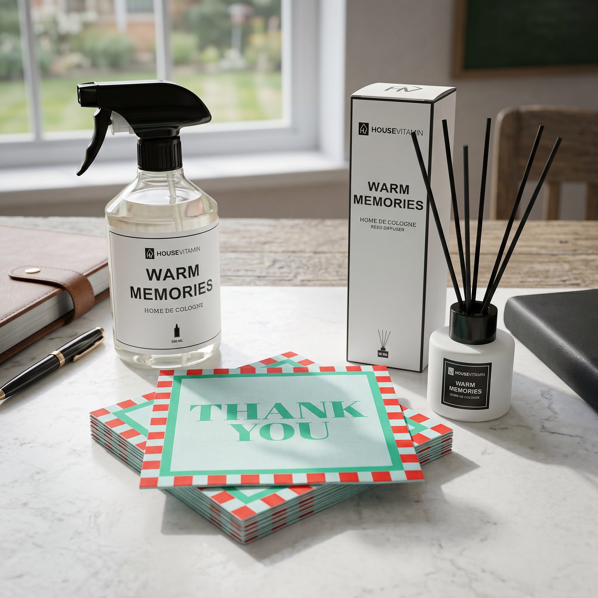 Papieren Servetten - "Thank you" - Mint/Rood/Groen - 3-Laags - FSC - 33x33 cm - 20 Stuks