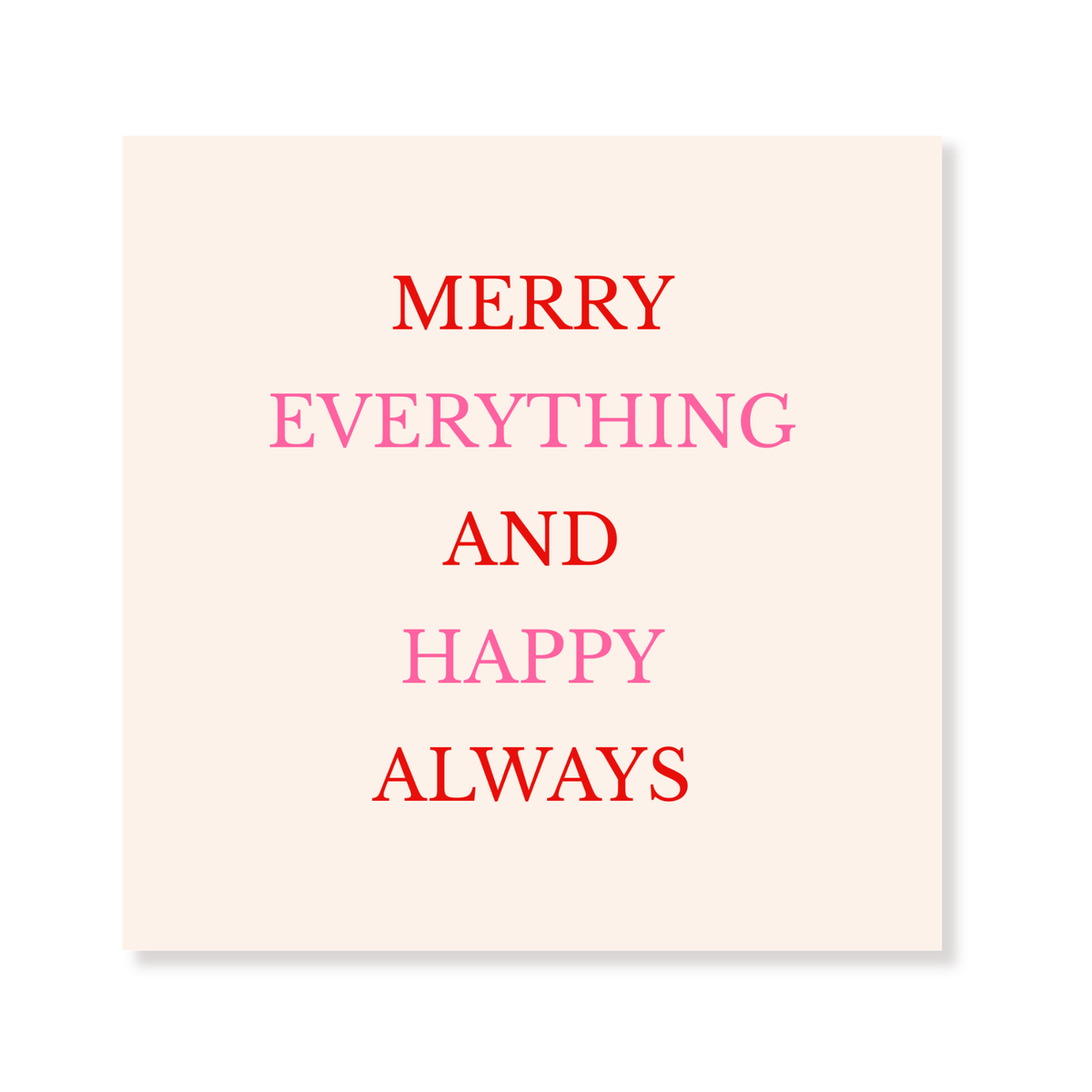 Papieren Servetten - Kerst Servet "Merry Everything" - Rood/ Beige- 3-Laags - FSC - 33x33 cm - 20 Stuks
