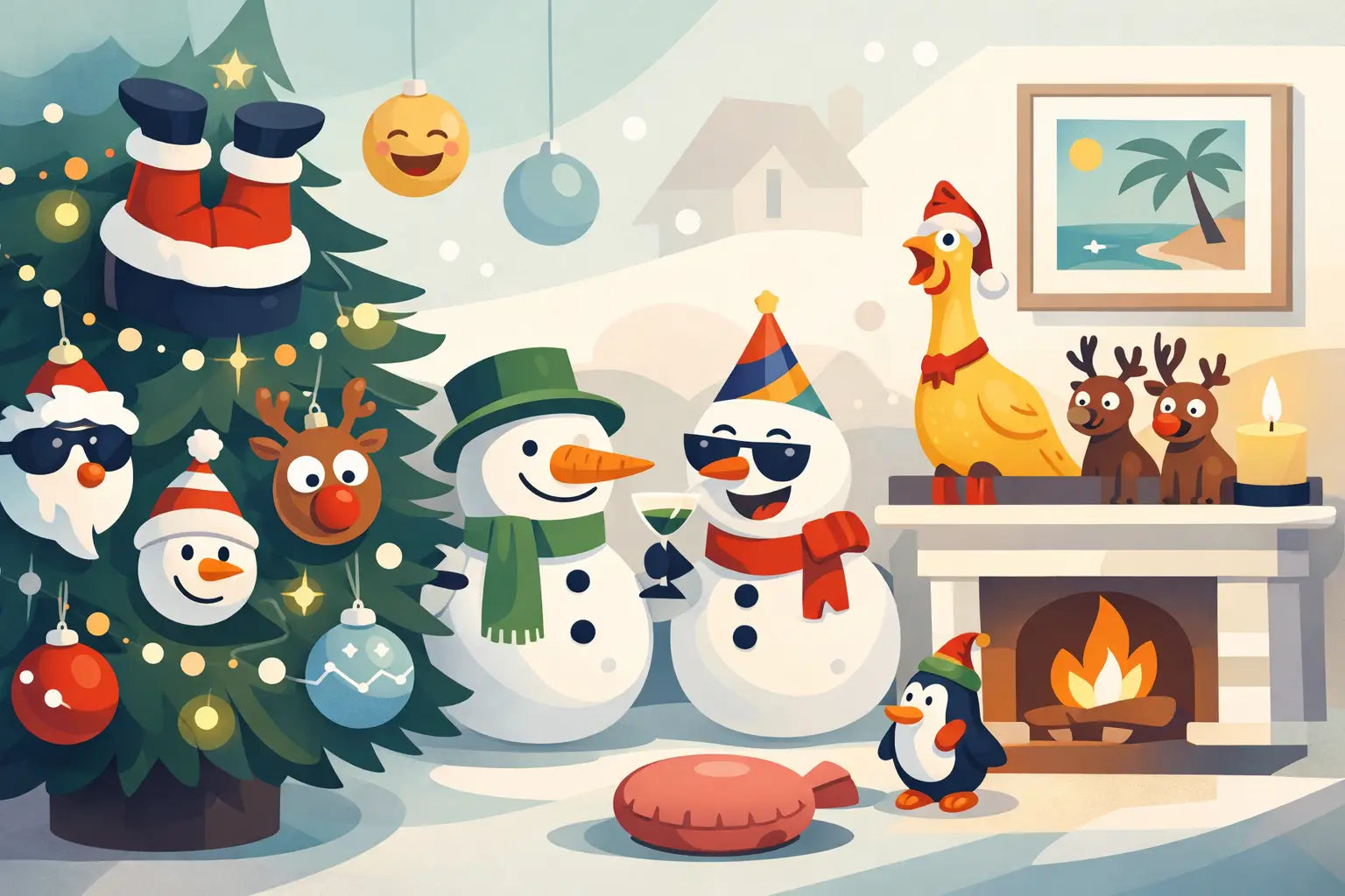 Kerstdecoratie met humor die sfeer maakt