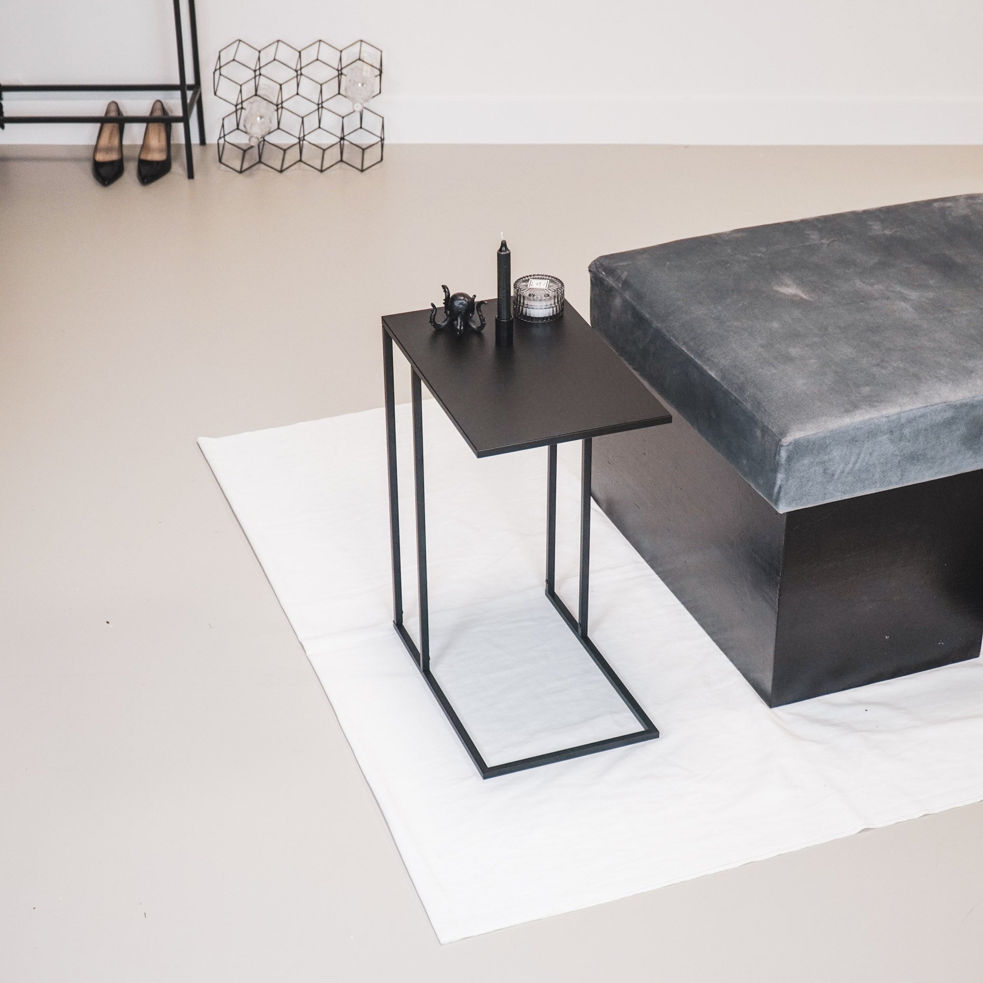 Bijzet Tafel - Metaal- Zwart - 45x30x60cm