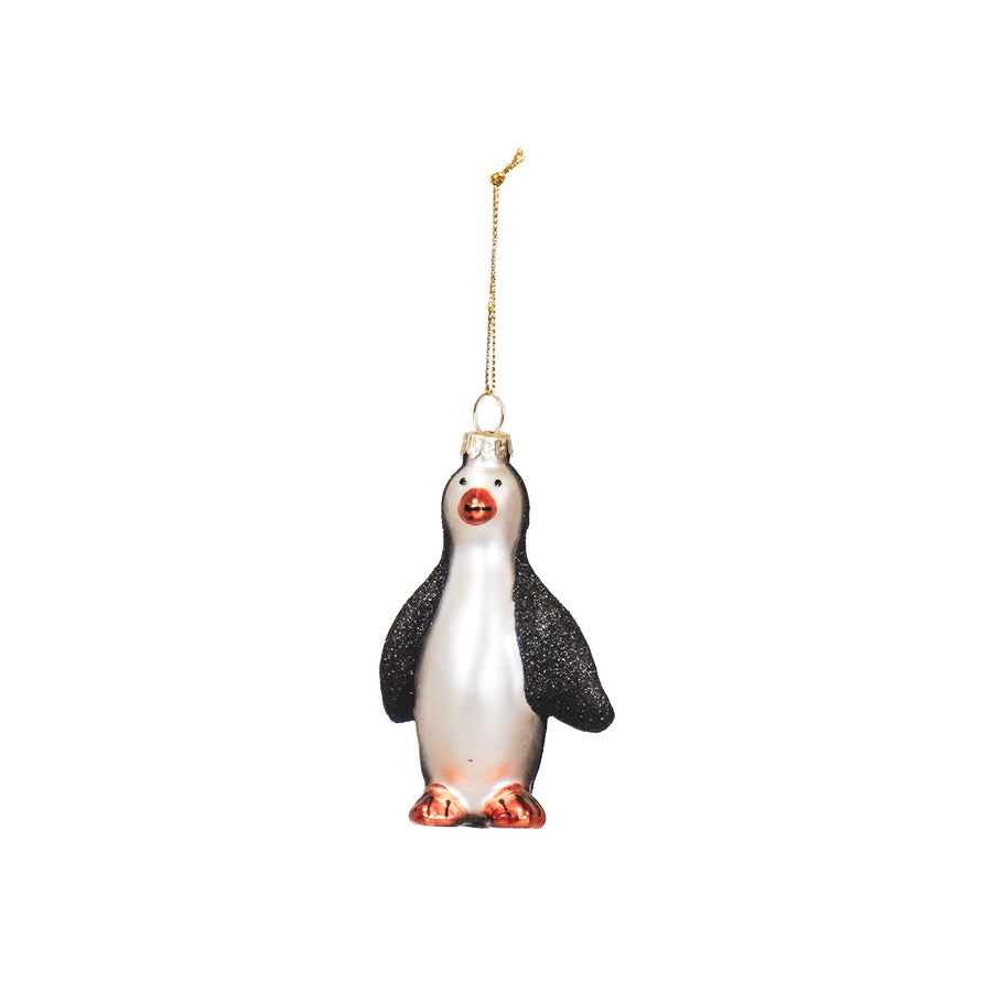 Kerstversiering - Kersthanger - Penguin - Glas - Zwart/Wit - 6x3,5x10cm