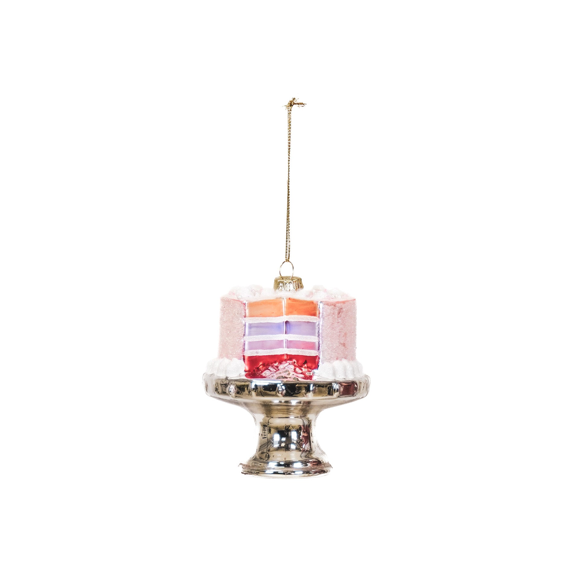 Kerstversiering - Kersthanger - Taart - Glas - Roze - 9x11cm