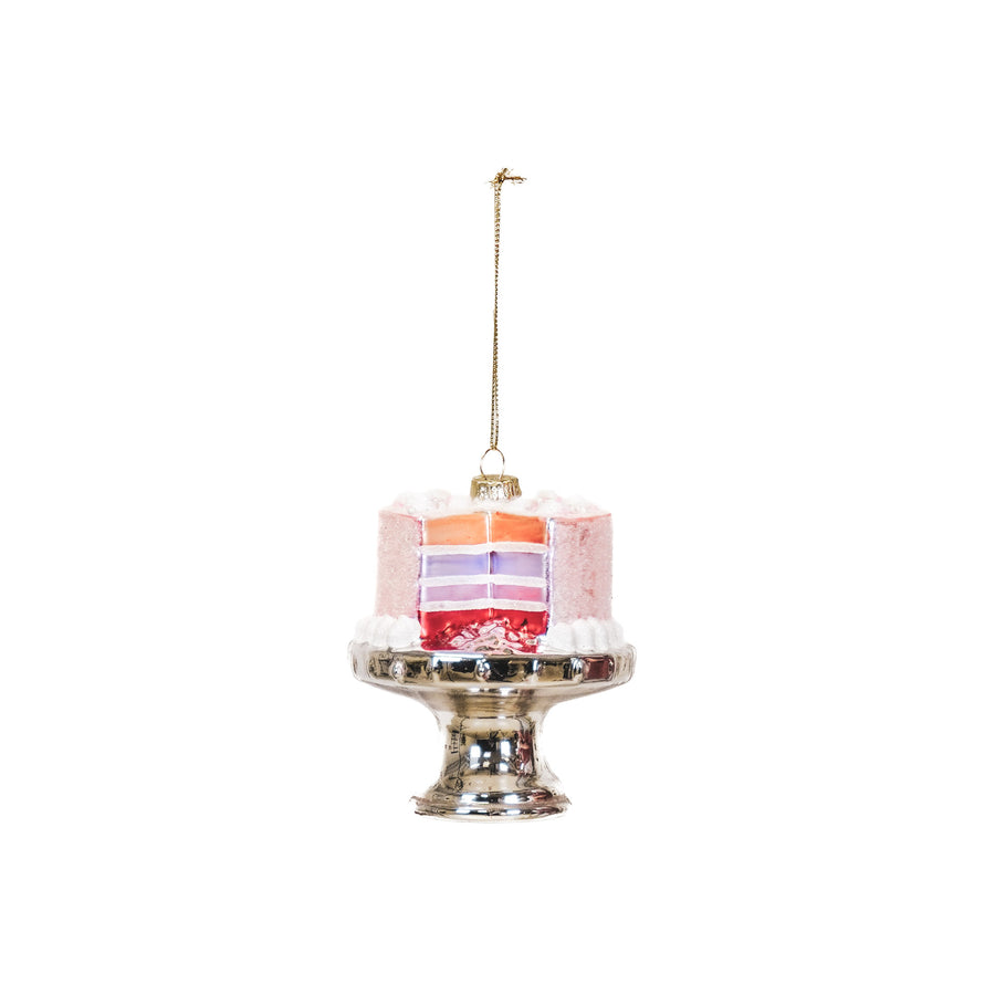 Kerstversiering - Kersthanger - Taart - Glas - Roze - 9x11cm