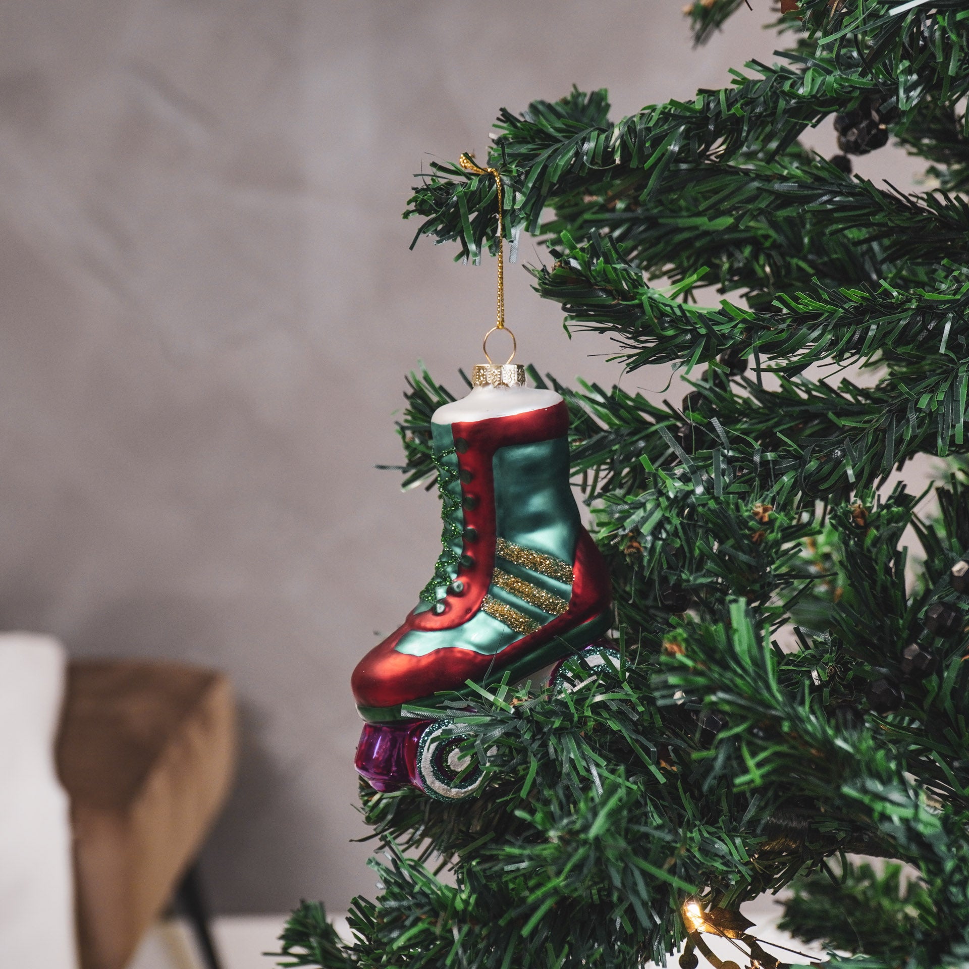 Kerstversiering - Kersthanger - Rolschaatsen - Glas - Meerkleurig -  8,5x3,5x11cm