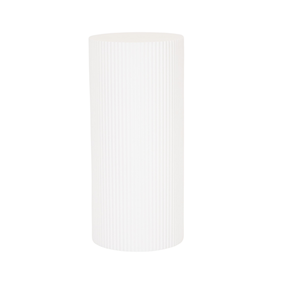 Bijzettafel Rond – Geribbelde Cilinder – MDF – Wit – 30x65cm