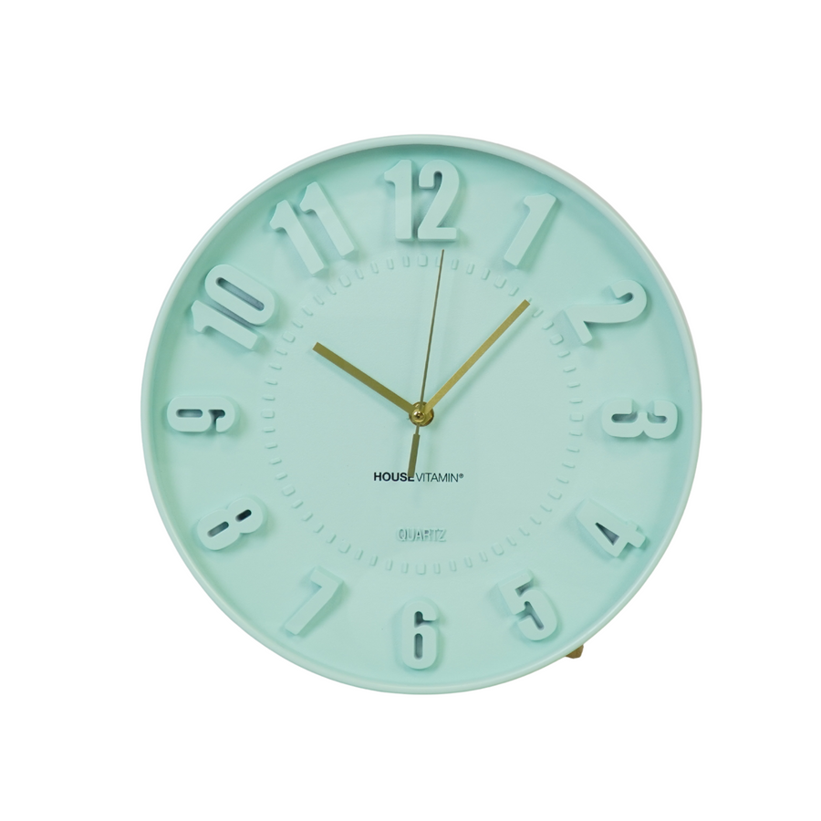 Klok- Wandklok Cijfers- Mint Groen- 30x30x4cm