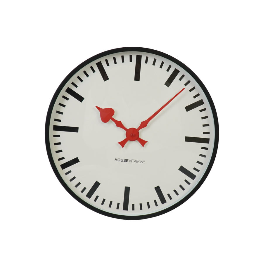 Klok- Wandklok Station- Wit/ Zwart - 40x40x4cm