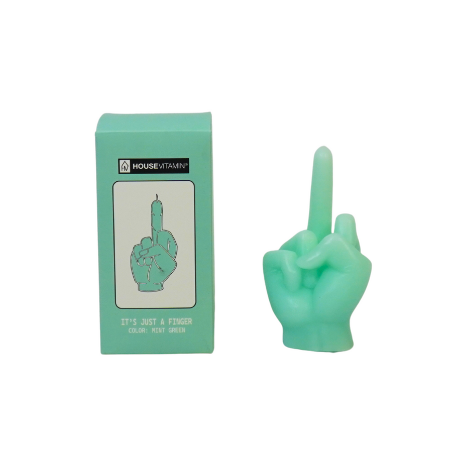 Kaars - Middelvinger - Wax - Mint - 310 gram - 10x9x17cm