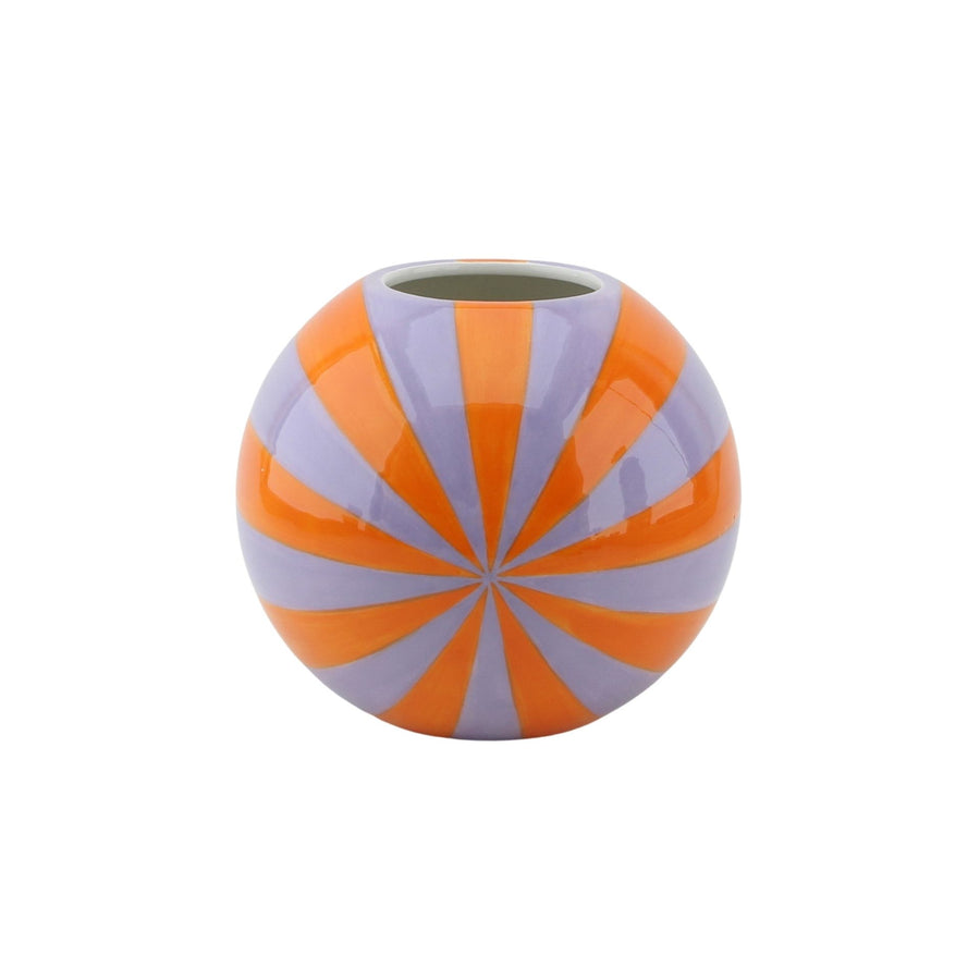 Vaas - Bloemenvaas Swirl- Dolomiet - Oranje/Lila - 15x15x13,5cm