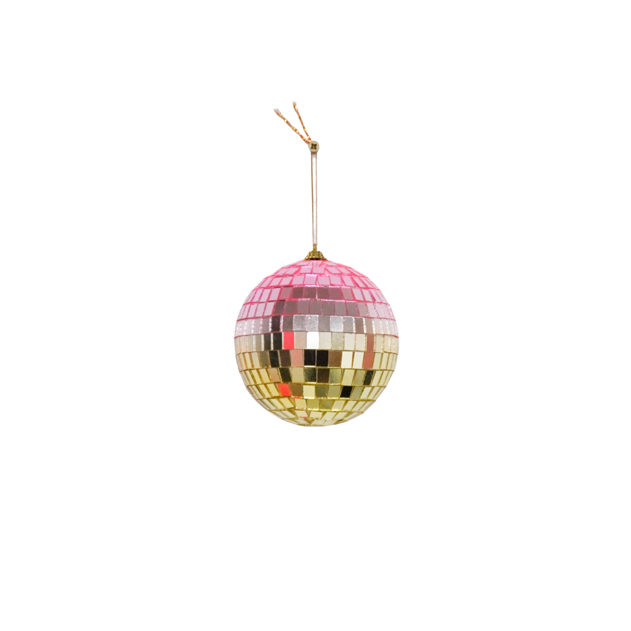 Kerstversiering -  Kersthanger - Discobal - Foam - Roze/Goud - 10x10x10cm