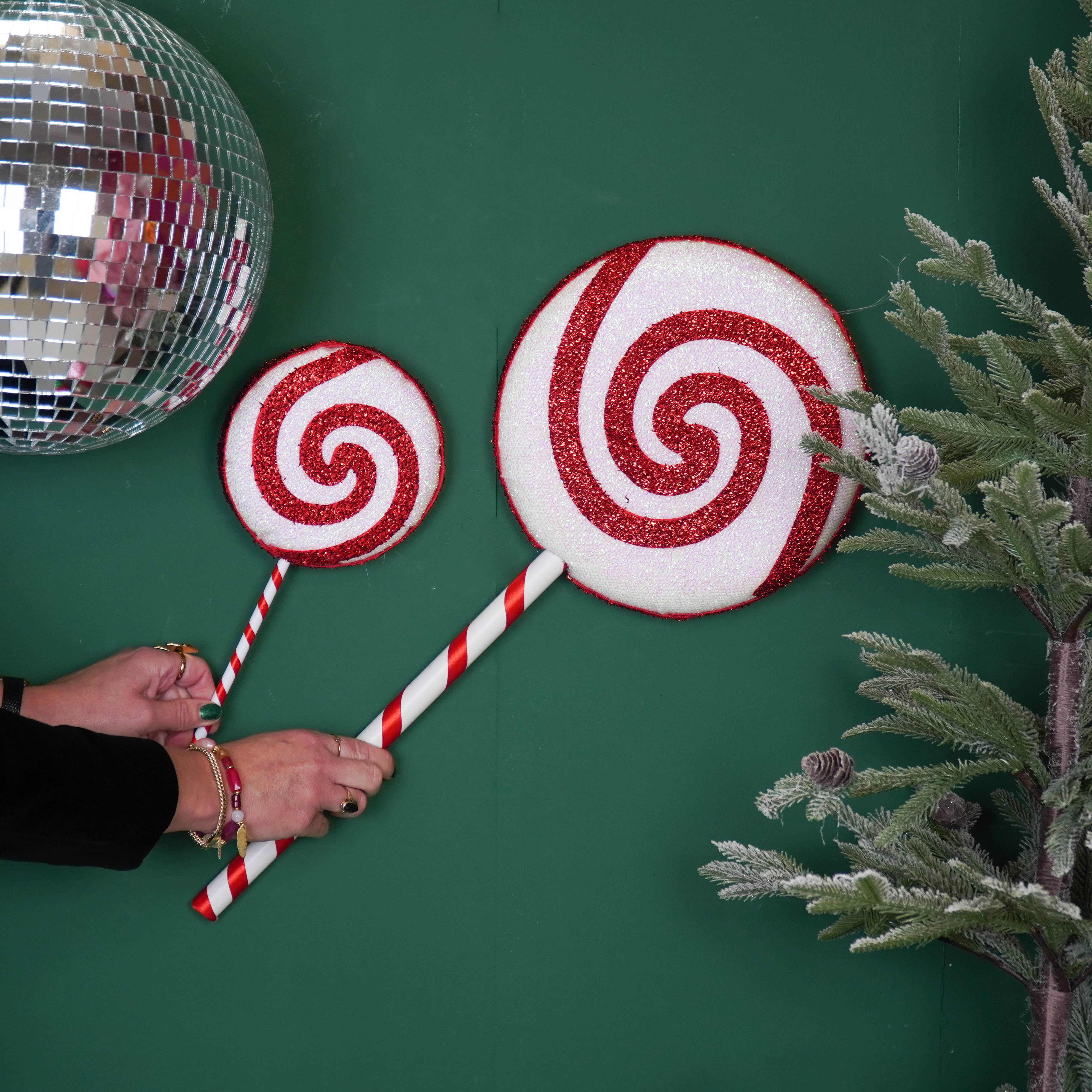 Kerstversiering - Lolly - Wit/ Rood - Foam -  15x35cm