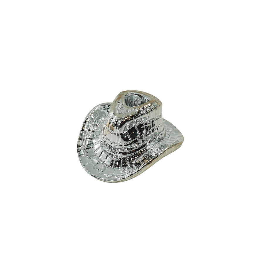 Kandelaar- Cowboyhoed Kaarshouder-Keramiek- Zilver- 13,5x11x7 cm