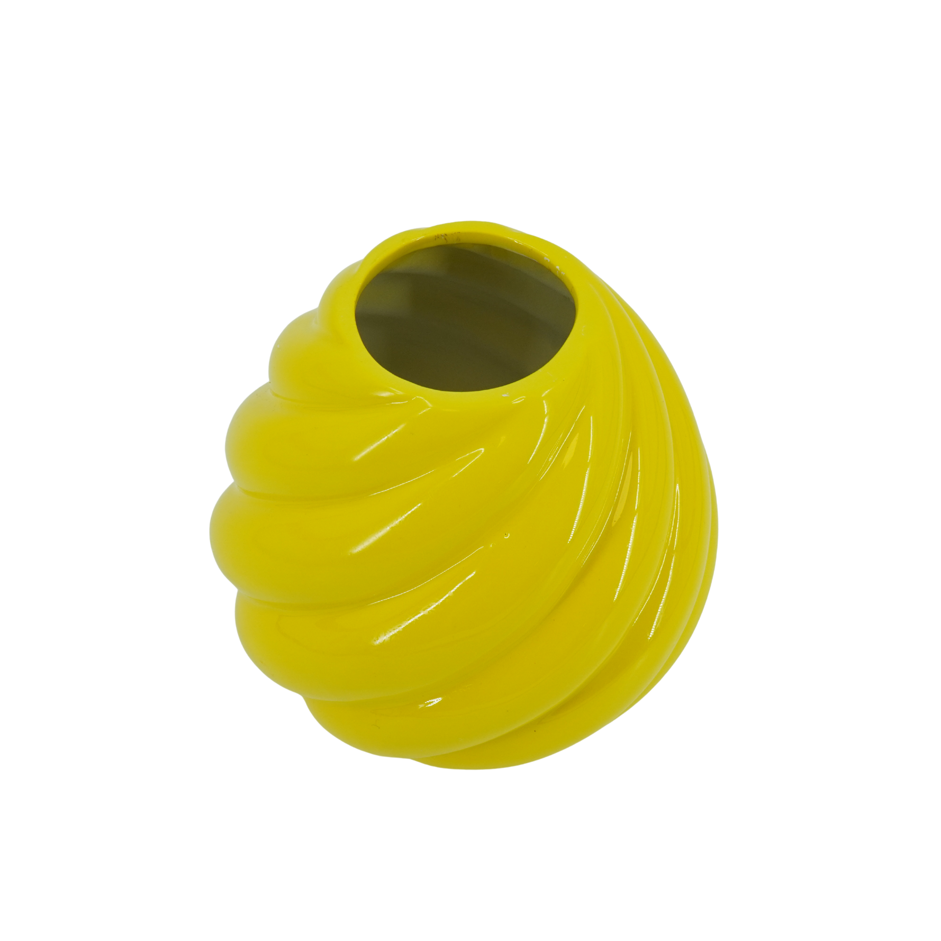 Bloemenvaas - Swirl Vaas - Keramiek - Geel- 20x20x21,5 cm