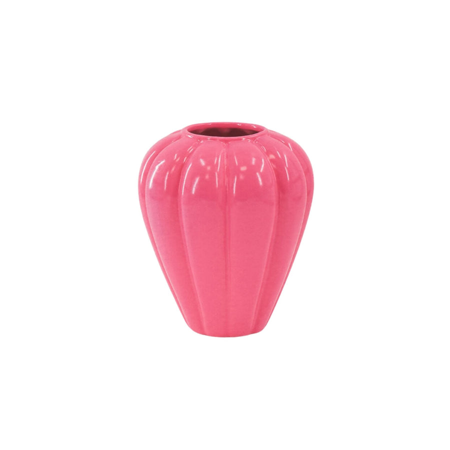 Bloemenvaas - Swirl Vaas- Keramiek - Fluor Roze - 20x20x21,5 cm