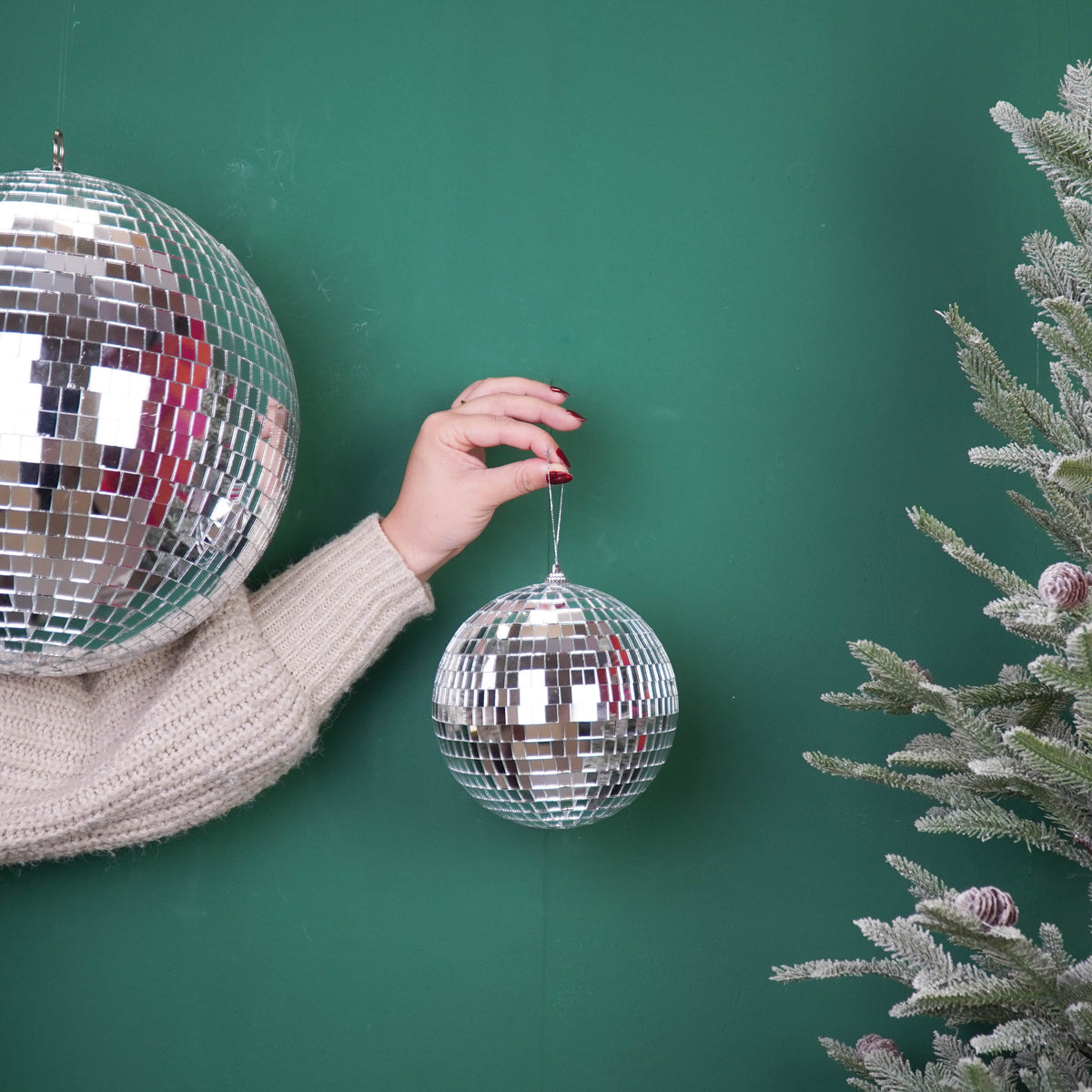 Set van 5 Disco Kerstballen – Zilver – Foam – 8/10/15/20/25 cm – Kerst Hangdecoratie