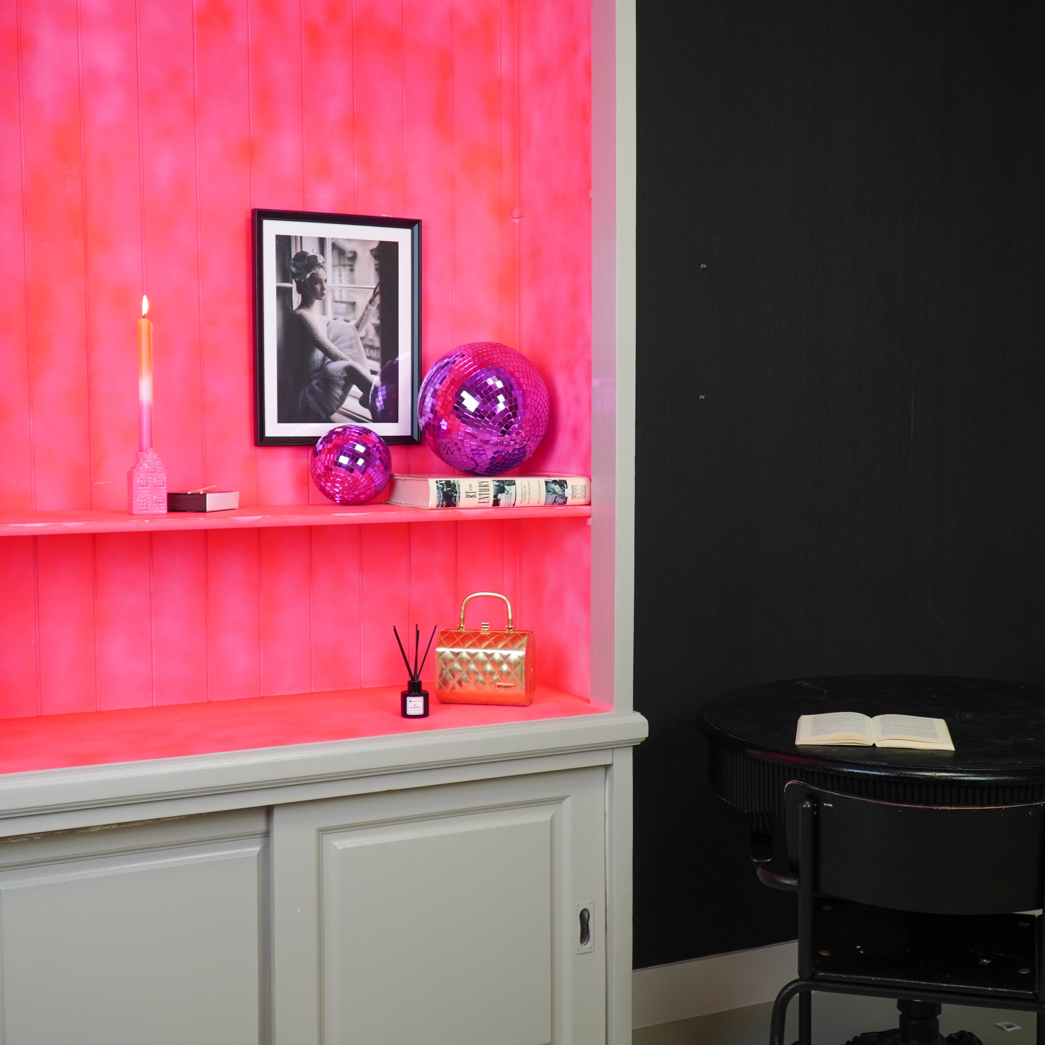 Kerstversiering -  Kersthanger - Discobal - Foam - Roze - 25x25x25cm