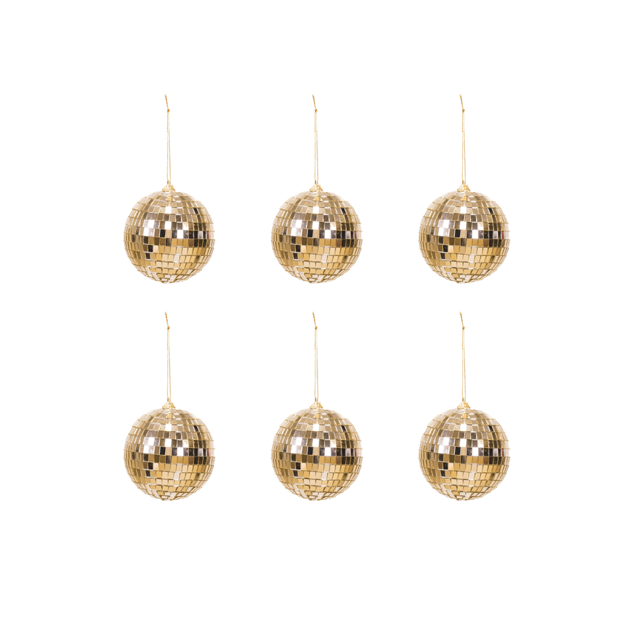 Kerstversiering -  Kersthanger - Discobal - Foam - Set van 6 - Goud - 6x6x6cm