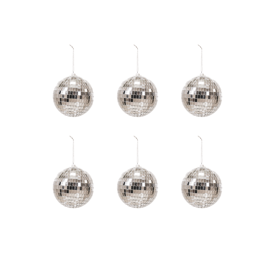 Kerstversiering -  Kersthanger - Discobal - Foam - Set van 6 - Zilver - 6x6x6cm