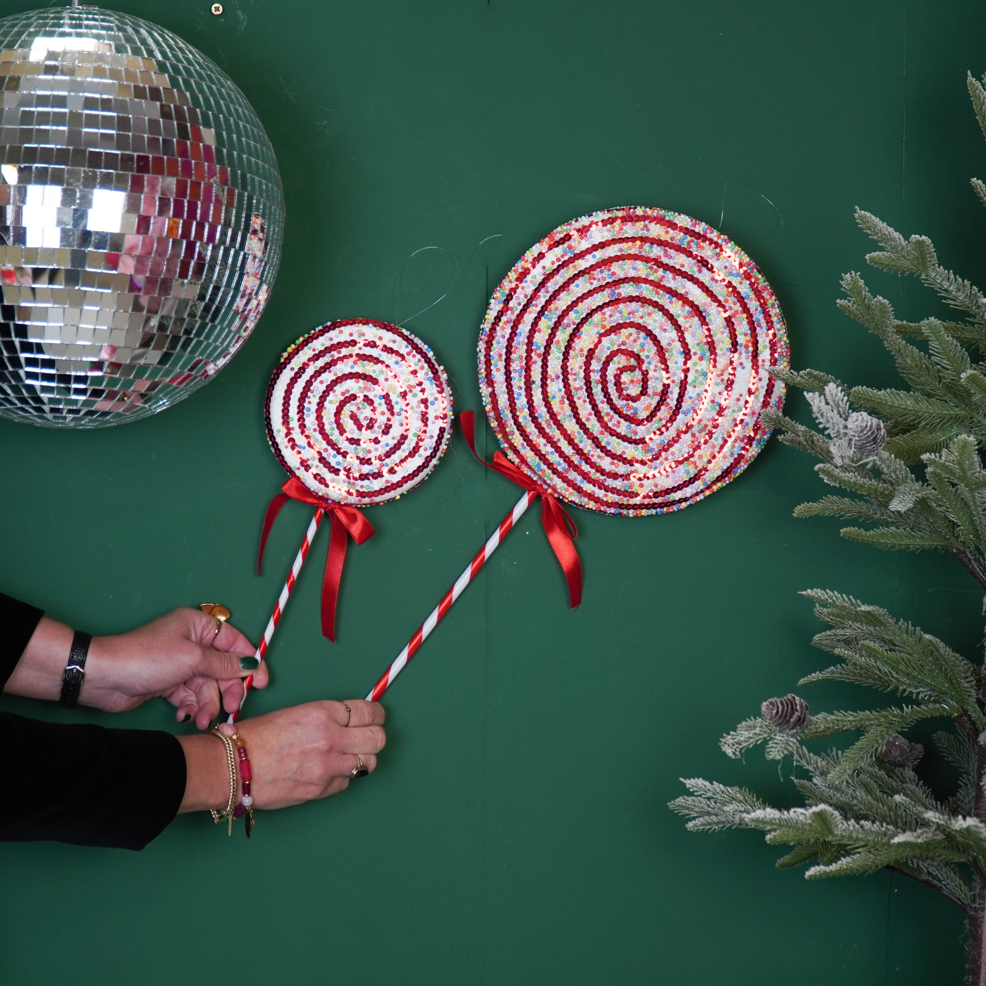 Kerstversiering - Lolly - Rood/ Wit/ Swirl - Foam -  25x63cm