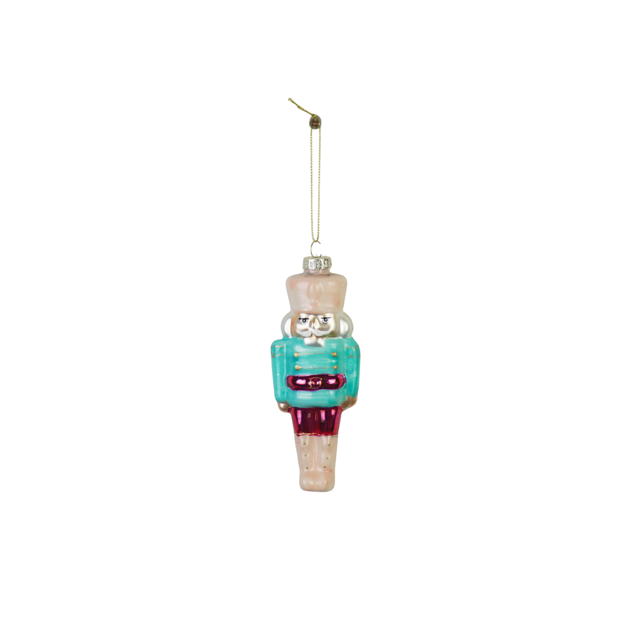 Kerstversiering -  Kersthanger - Notenkraker met Cupcake  - Blauw/ Rood -   Glas - 6,5x4x17cm