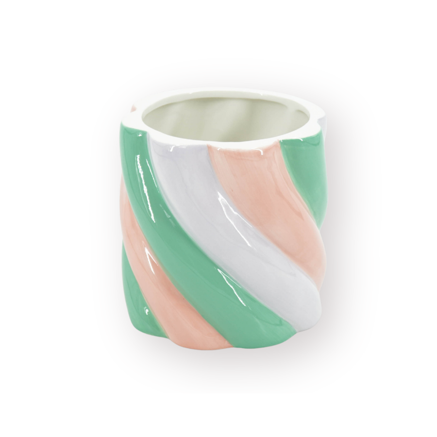 Pot - Planten Pot Kabelspek - Dolomiet - Roze/Lila /Groen - 15.5x15.5x16 cm