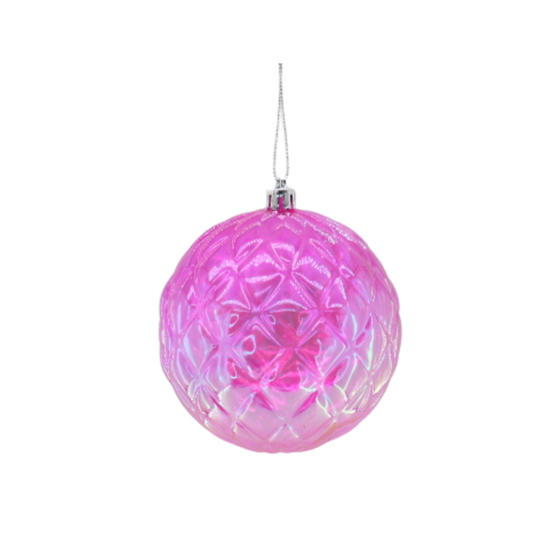 Kersthanger -  Kerstbal - Kunststof - Roze - 15x15 cm