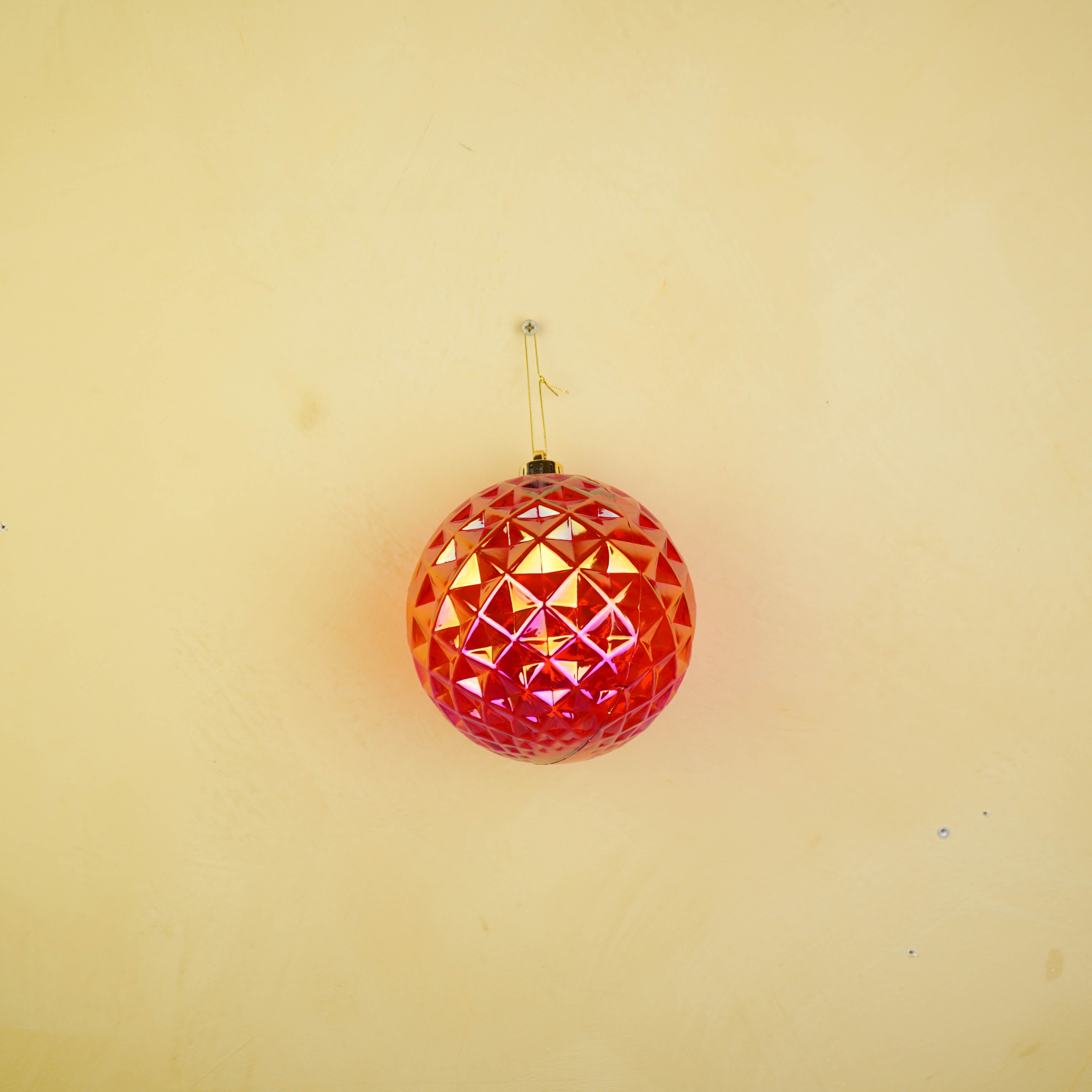 Kersthanger -  Kerstbal -  Kunststof - Rood - 15x15 cm