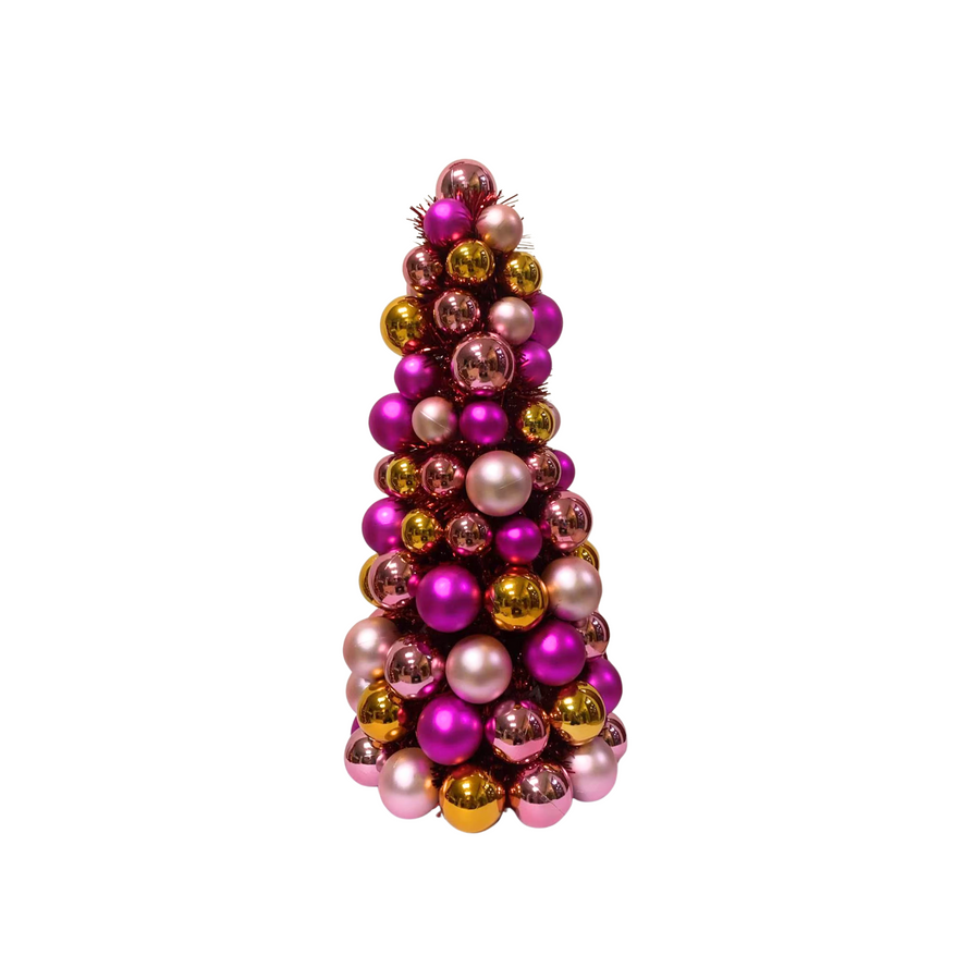 Kerst Decoratie -  Kerstballen Kerstboom - Kunststof - Roze/Oranje  - 19x41 cm
