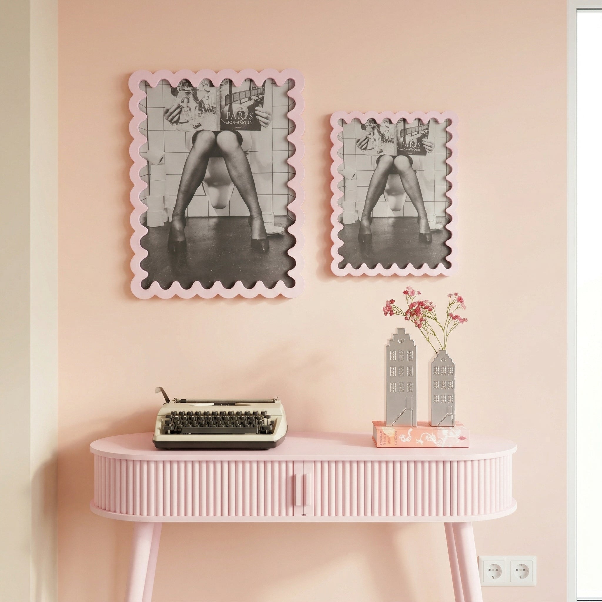 Fotolijst - Golvende Rand - MDF - Licht roze - 24x33x1.5cm
